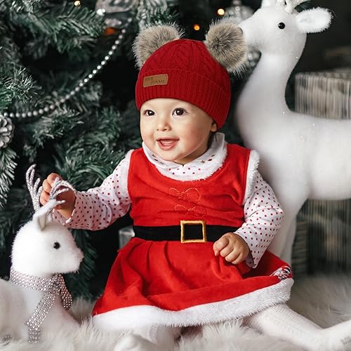 Miniatura 4 de Century Star Gorros de bebé para niña, gorro de invierno para niñas y niños, gorro de punto cálido para bebés y niños pequeños con pompón