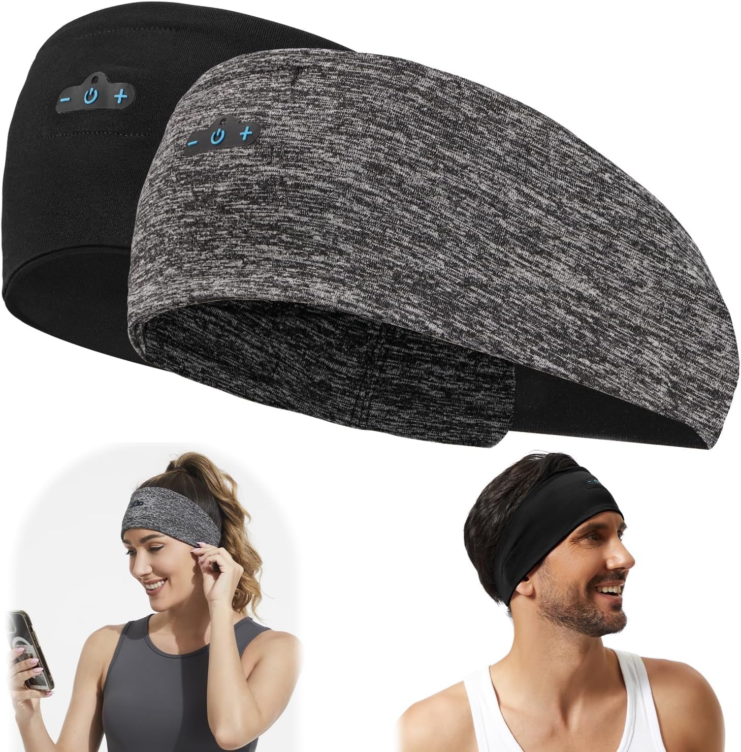 BORAYDA Bluetooth Headband, Bluetooth 5.4 Sleeping Headphones,18 Hours Play Time,HD Stereo, Built-in Microphone, Workout, Running, Sports, Men/Women Gift.(1xBlack,1xGrey)-picture-24