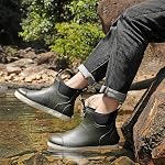 Rain Boots for Men Mid Calf Waterproof Rubber Boots Advanced Non-Slip Deck Boots Mens Rubber Outdoor Work Boots Mens Rain Boots Comfort Lightweight Rainboots for Fising Climbing Sailding