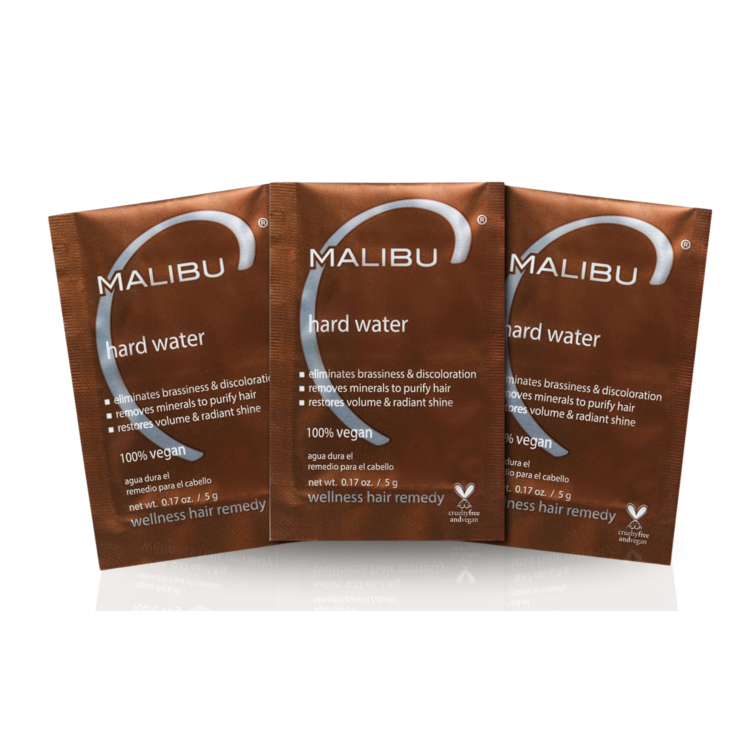 Malibu CHard Water Wellness Hair Remedy - Powder Hair Mask - 15g - Removes Hard Water Deposits & Impurities - Vitamin C Complex for Hair Shine and Vibrancy - 3 Count