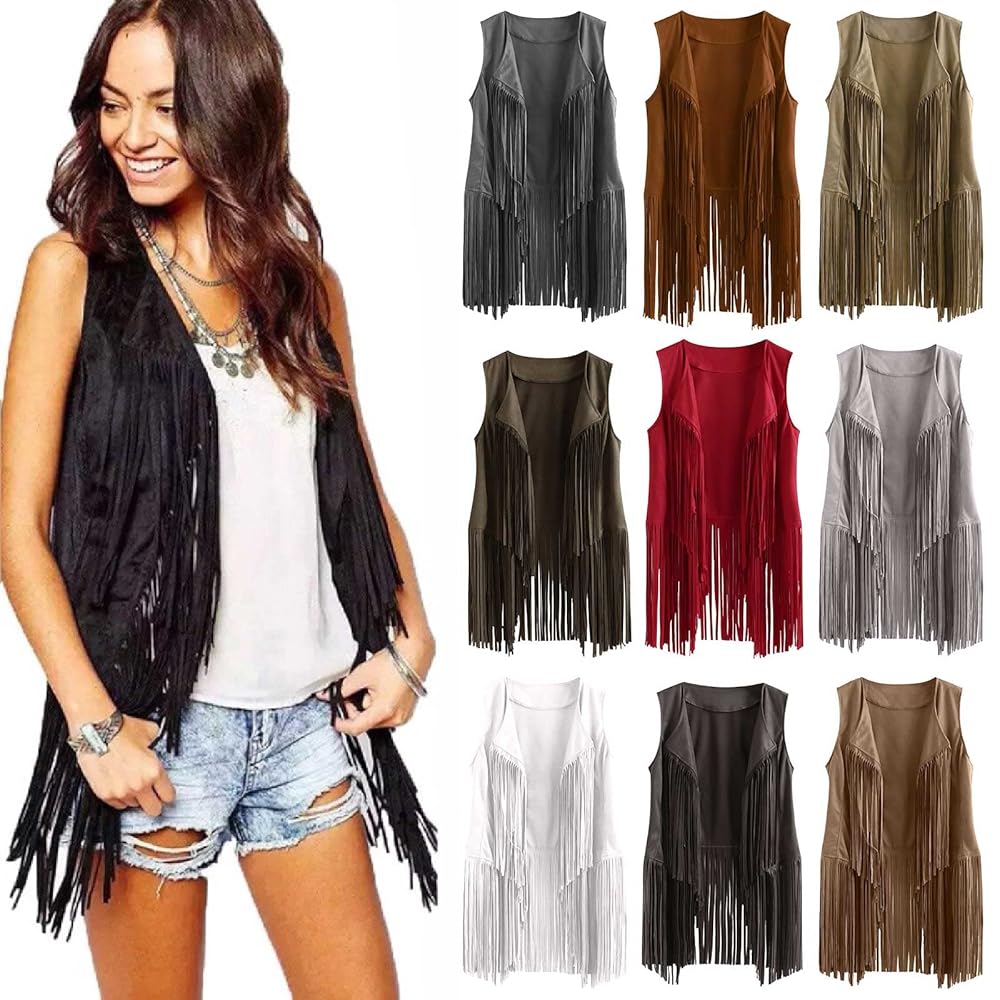 Women Fringed Cardigan Open Front Tassels Waistcoat