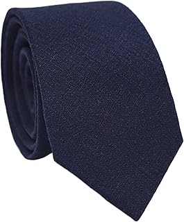 Men's Skinny Ties, Cotton Linen Blend 2.5 inch Solid Neckties