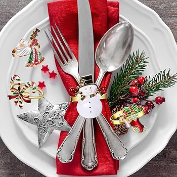 Amazon.com: Christmas Napkin Rings Set of 8 Metal Xmas