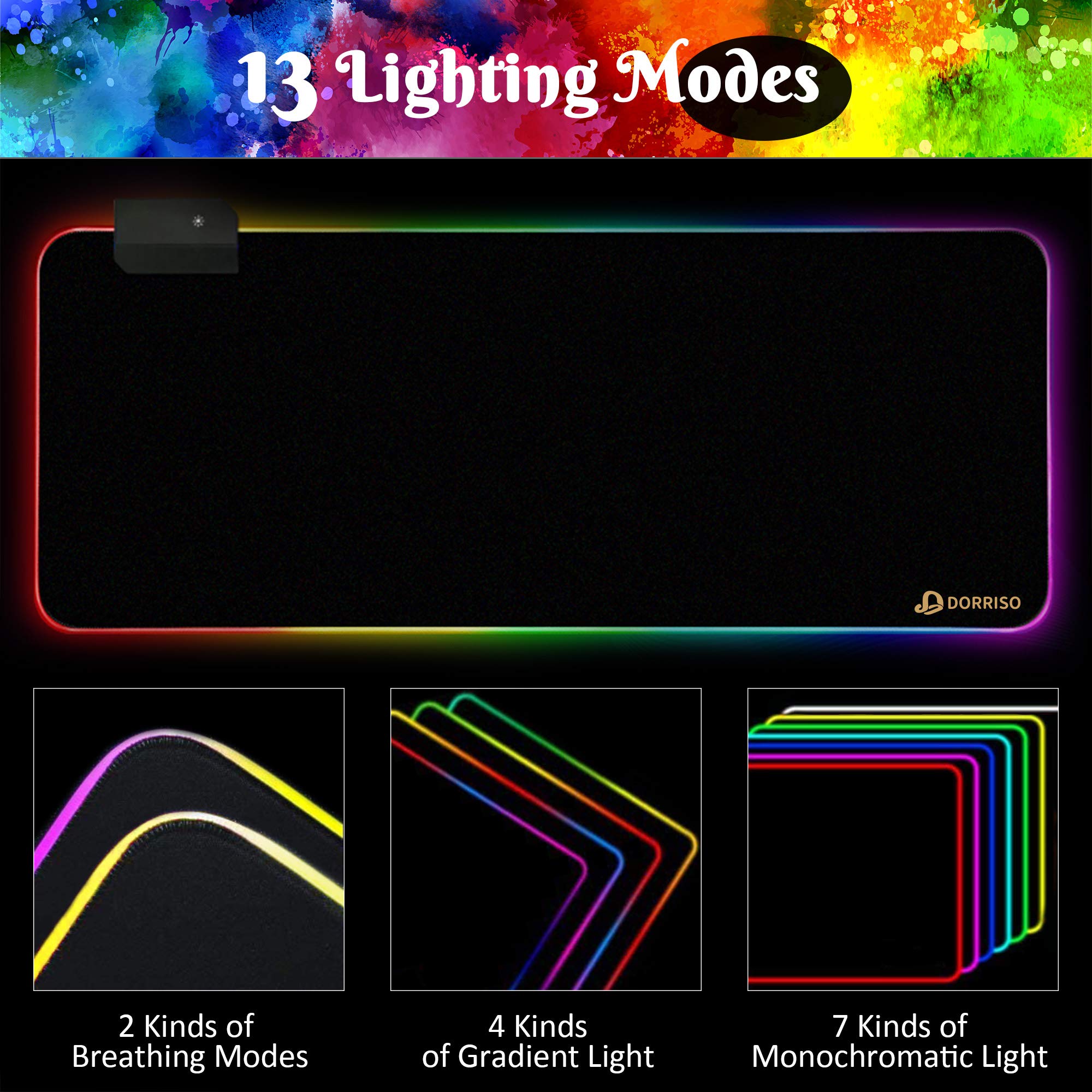 Podkładka pod mysz do gier RGB 800 x 300 x 4 mm, 900 x 400 x 4 mm, RGB LED, podkładka pod mysz XL XXL, miękka klawiatura komputerowa, podkładka pod mysz na biurko do komputera, laptopa, duże podkładki pod mysz do gier z antypoślizgową gumową podstawą, cza