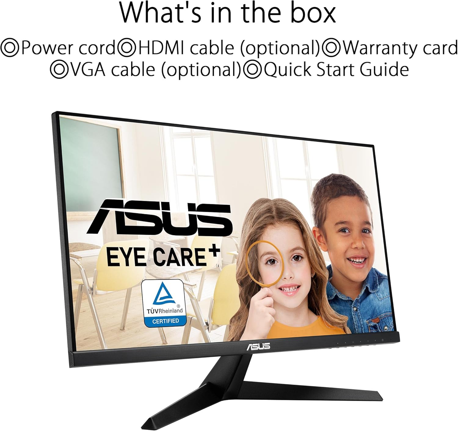 ASUS VY249HE Gaming Monitor 23.8 Full HD (1920 x 1080), IPS, 75Hz, 1ms MPRT, FreeSync, Eye Care+, Color Augmentation, Rest Reminder, BacGuard, Low Blue Light, Flicker Free ASUS VY249HE Gaming Monitor 23.8 Full HD (1920 x 1080), IPS, 75Hz, 1ms MPRT, FreeSync, Eye Care+, Color Augmentation, Rest Reminder, BacGuard, Low Blue Light, Flicker Free