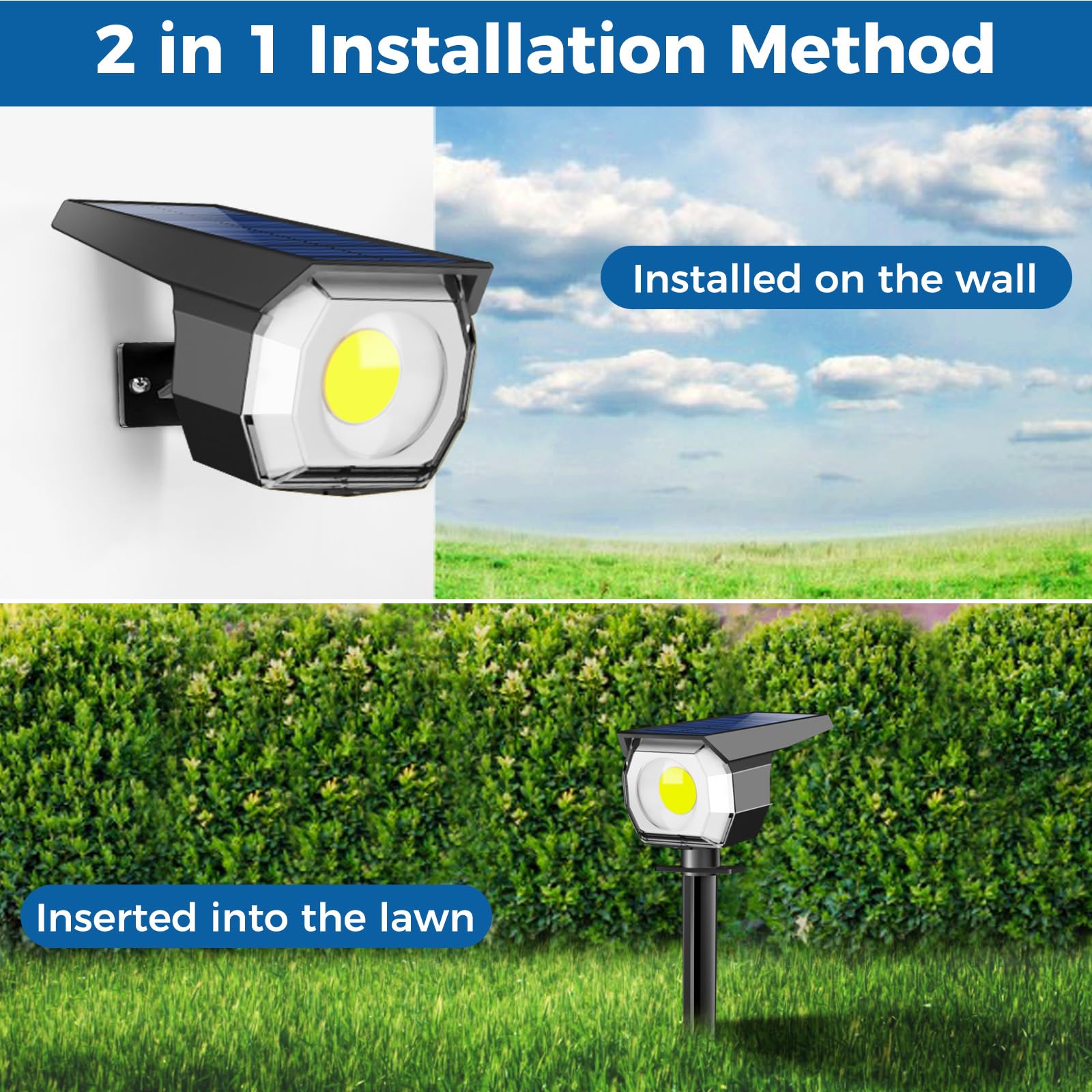 Peasur 4 Pack Solar Spot Lights Outdoor, Solar Spotlights Outdoor Waterproof 2-in-1 Auto On/Off Solar Landscape Lighting for Outside Yard Wall Garden Pathway - Image 4