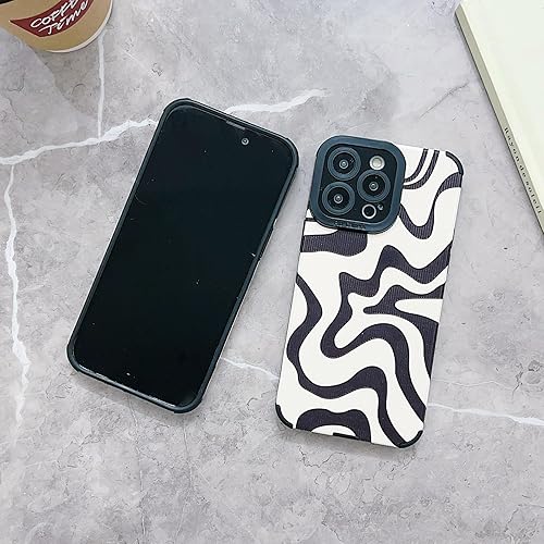 Miniatura 3 de Funda diseñada para iPhone 13 Pro Max, piel sintética suave TPU y bonito arte ondulado pintado para mujeres y niñas, protector delgado a prueba de