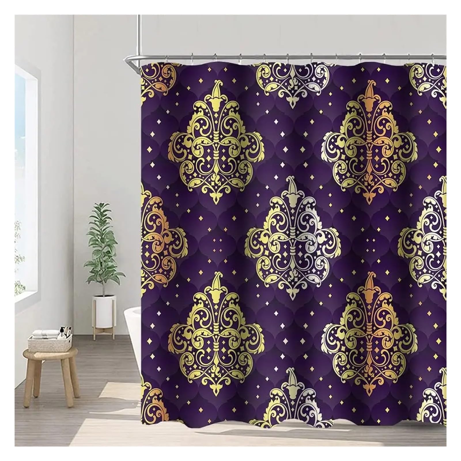 Bagno con tenda da doccia motivo tribale