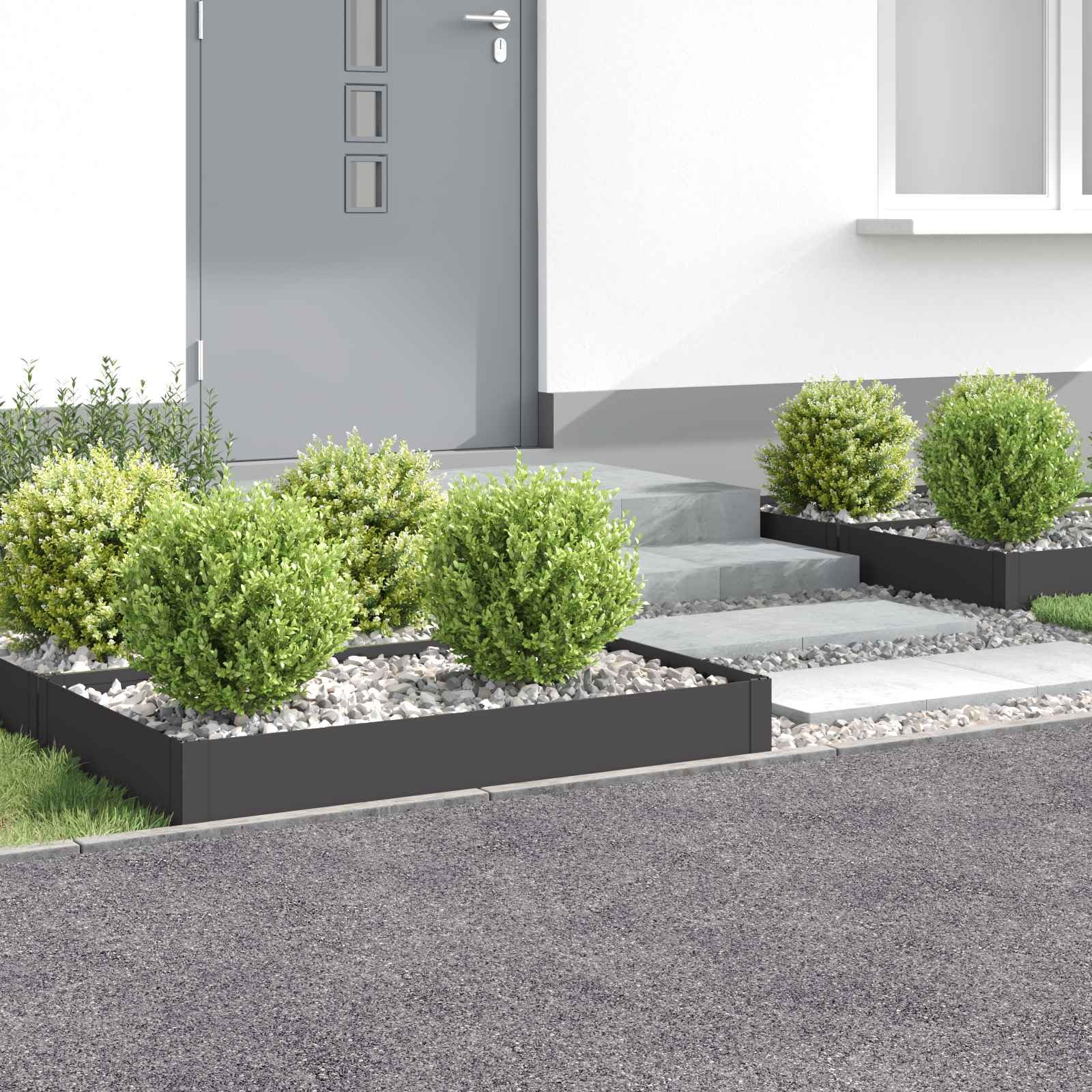Gazonrand 4 szt. 100 x 60 x 20 cm stal czarna
