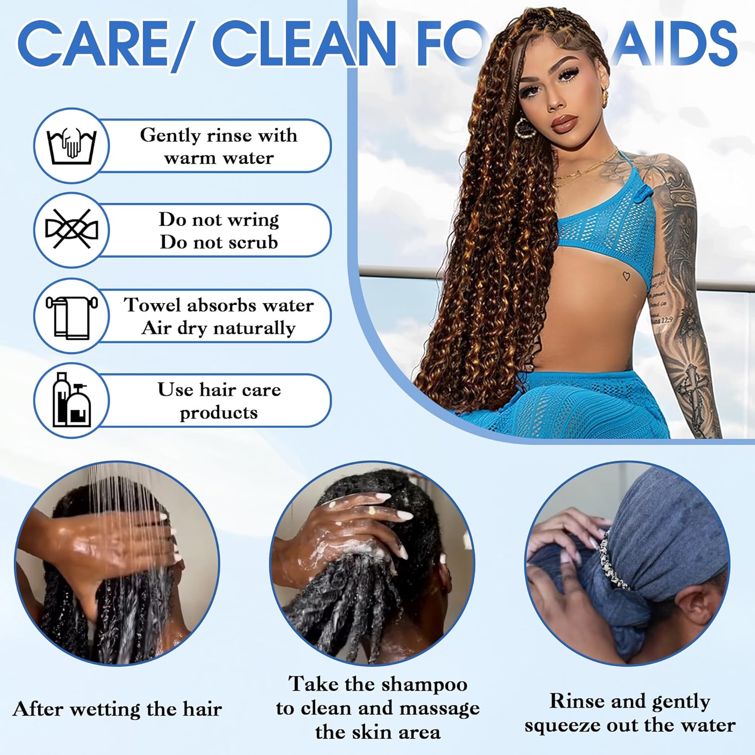 Human Braiding Hair for Boho Braids Deep Wave Bulk Human Hair Highlight Balayage No Weft Curly Braid Extensions for Braiding Knotless 12A Wet and Wavy Braids 3 Bundles 4/30 20Inch 120g