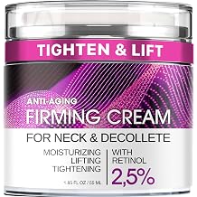 Neck Firming Cream with Retinol, Collagen & Hyaluronic Acid - Anti-Aging Lifting & Tightening Face Moisturizer for Neck, Decollete & Facial Skincare - Women & Men - 1.85 Fl Oz