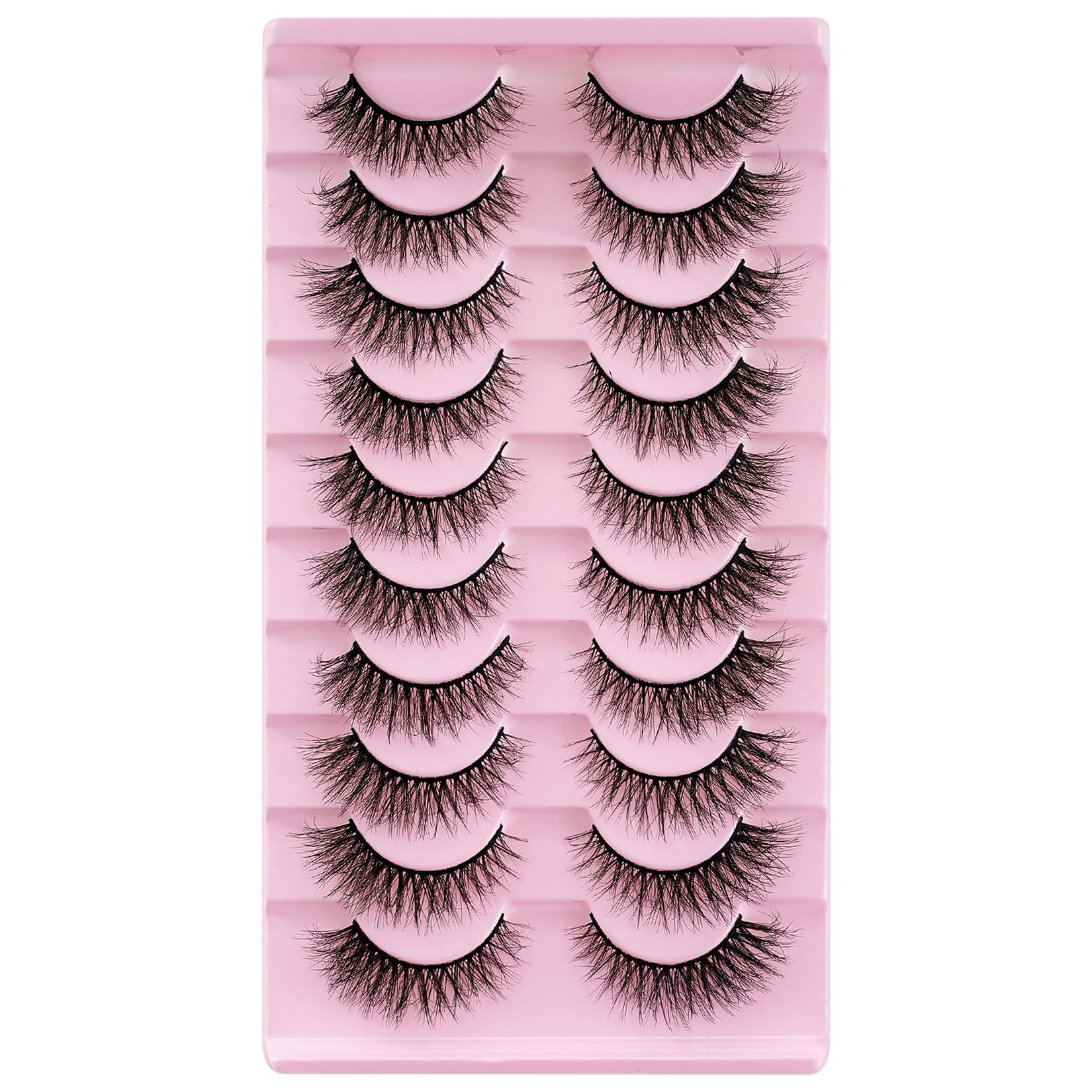 NPFVKSA False Eyelashes 10 Pairs 3D Natural Wispy Lashes Cat Eye Lashes Mink Lashes Fluffy Thick And Soft Lashes (W55), Black