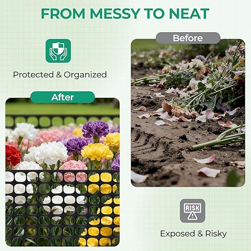 Miniatura 4 de Ohuhu Valla de nieve de plástico para jardín, 4 x 100 pies10.7 libras, rollo de valla de seguridad de plástico reutilizable, valla temporal de