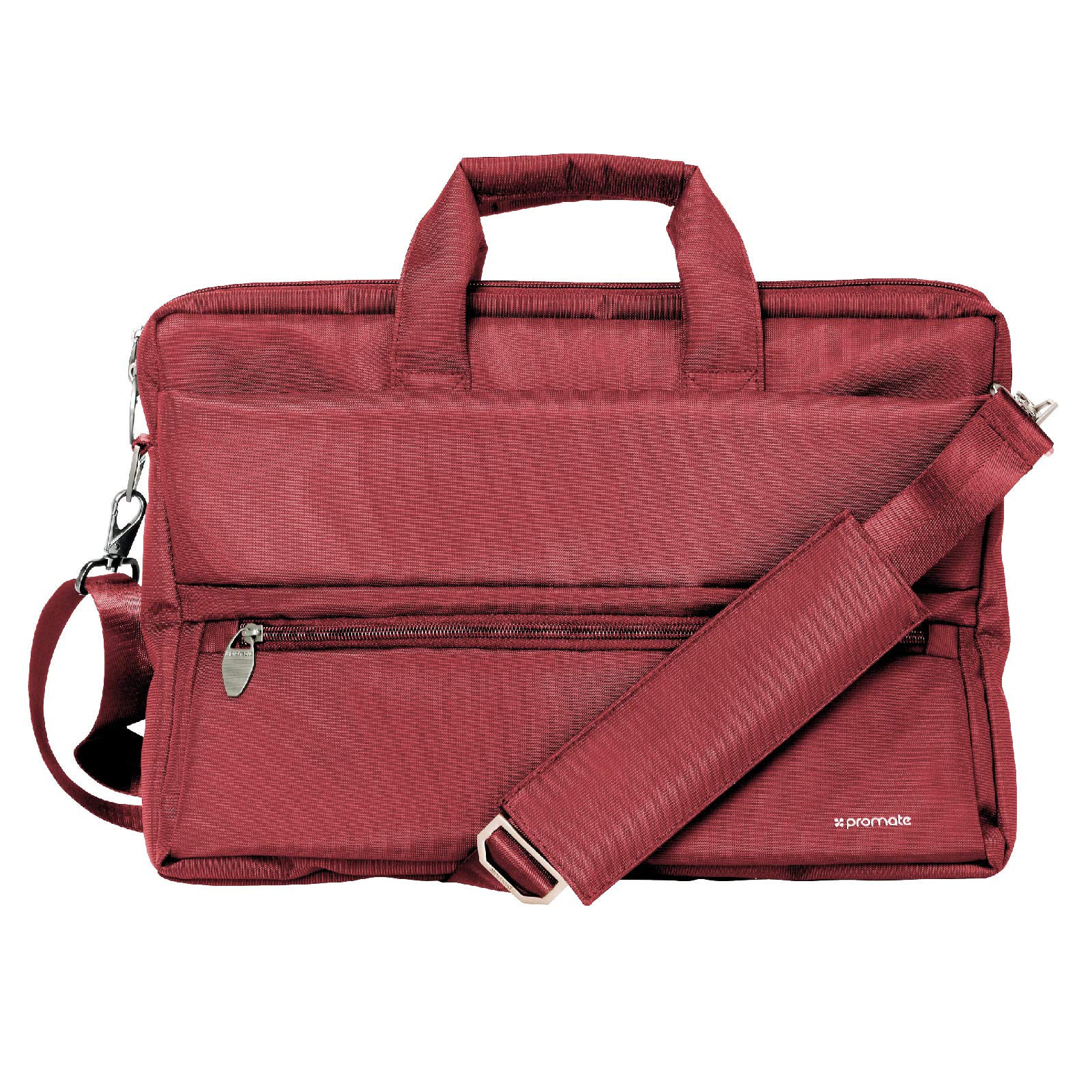 Apple Macbook Pro 15 Laptop Messenger Bag, 15.6 Inch Laptop Shoulder Bag with Nylon Multi-Functional Shoulder Bag and Water-Resistance Polyester Fabric for Travel, Promate Apollo-MB Red