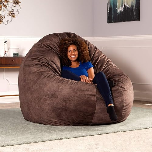 Jaxx 6 Foot Cocoon - Premium Giant Bean Bag for Adults - Padded Microvelvet, Chestnut