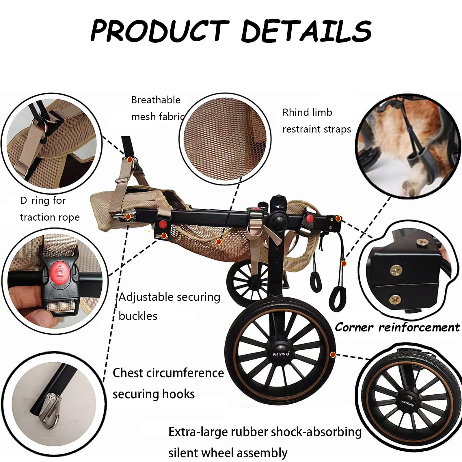 Fauteuil Roulant Pour Chien,Pattes ArrièRe,2 Roues Chien,Attelle D'Exercice Marcheur Handicapé,Aide à La Marche Avant BlesséEs/ParalyséEs,Pour Chariot Animaux Petite,Moyenne Et Grande Taille(XL,Blue)