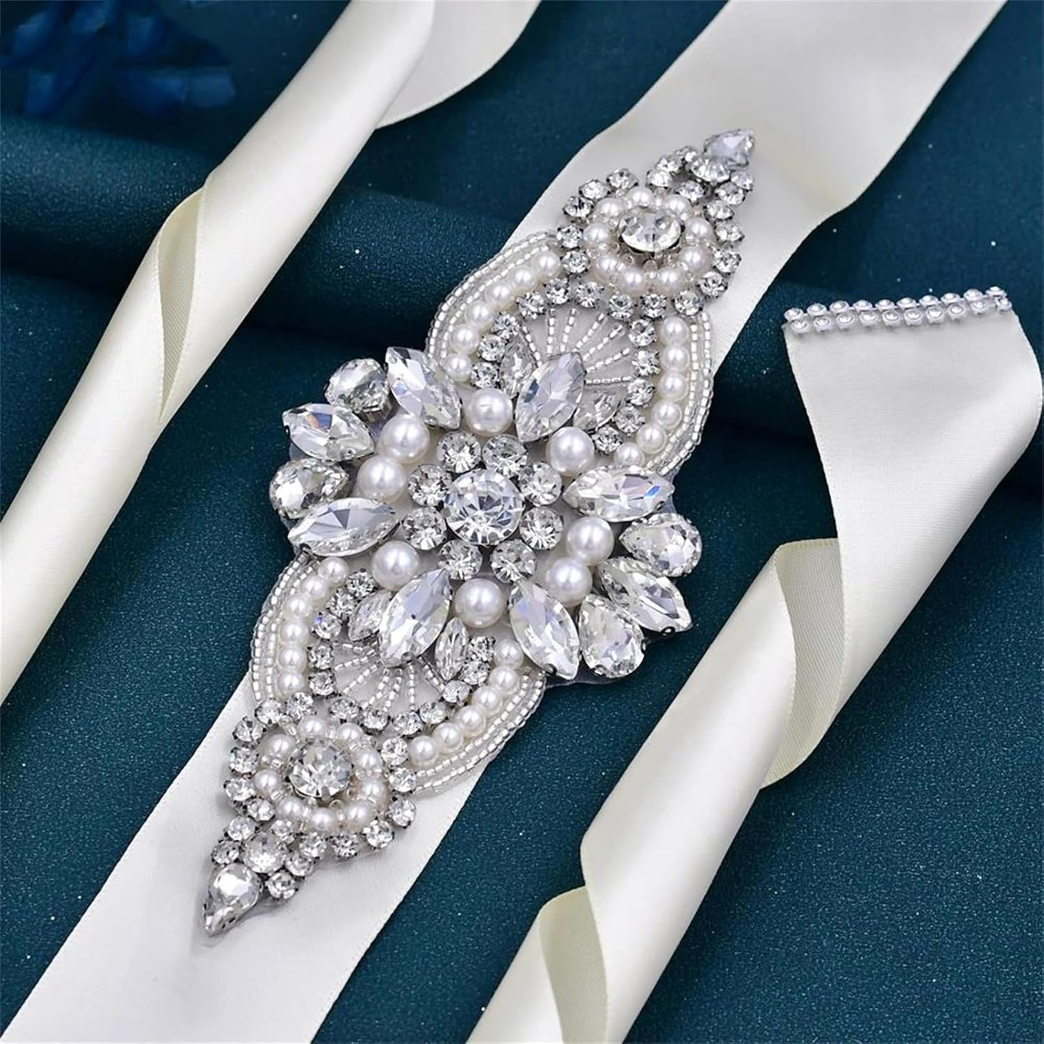 Women’S Handmade Bridal Dress Belt With Rhinestone Diamond And Pearl Decoration For Formal Gown And Bridesmaid Sash