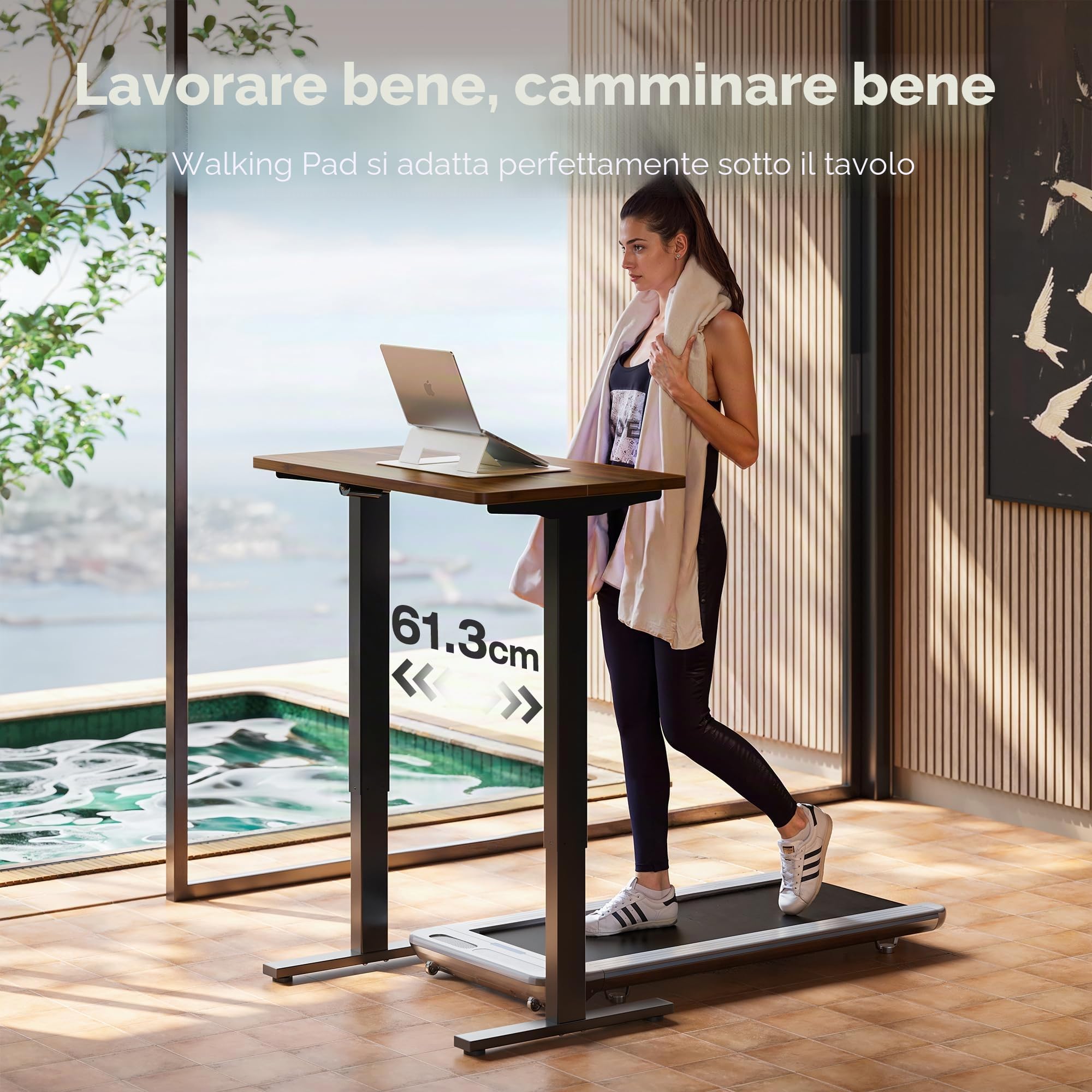 HUANUO Scrivania Regolabile in Altezza 80 x 48 cm, 4 impostazioni di altezza, scrivania elettrica per casa, ufficio e computer, standing desk, Noce Nero