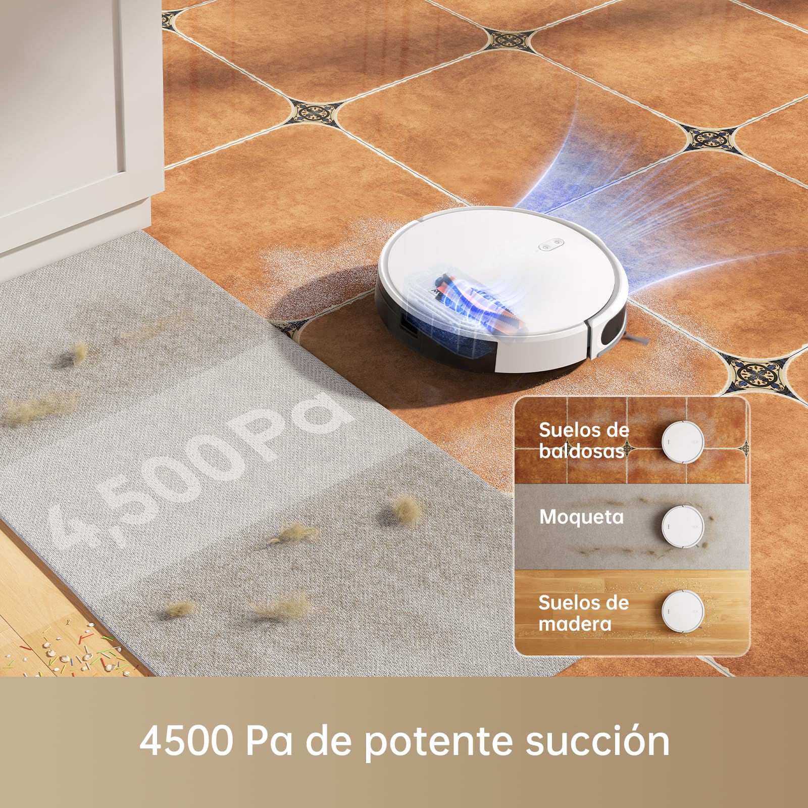 Mova M1 Robot Aspirador y Fregador, Potente succión de 4500 Pa, diseño Compacto, mapeo Solid-Fixed (SOF), Dispositivo 2 en 1: aspira y friega