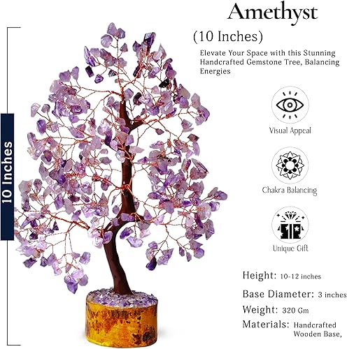 Miniatura 2 de YATSKIA Árbol de la vida de cristal de amatista, árbol de cristal para energía positiva, decoración de cristales morados, regalo espiritual de Feng