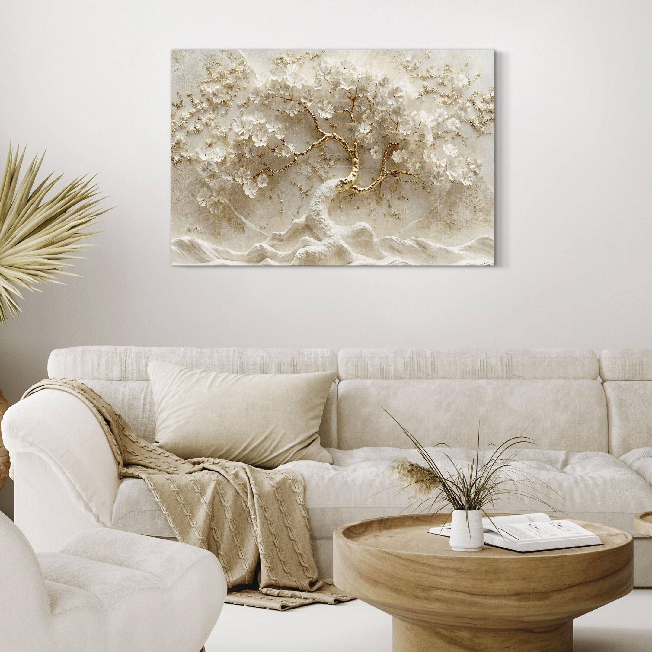 LUMASOUL Wandbilder Wohnzimmer Leinwandbild Baum 120x80 cm
