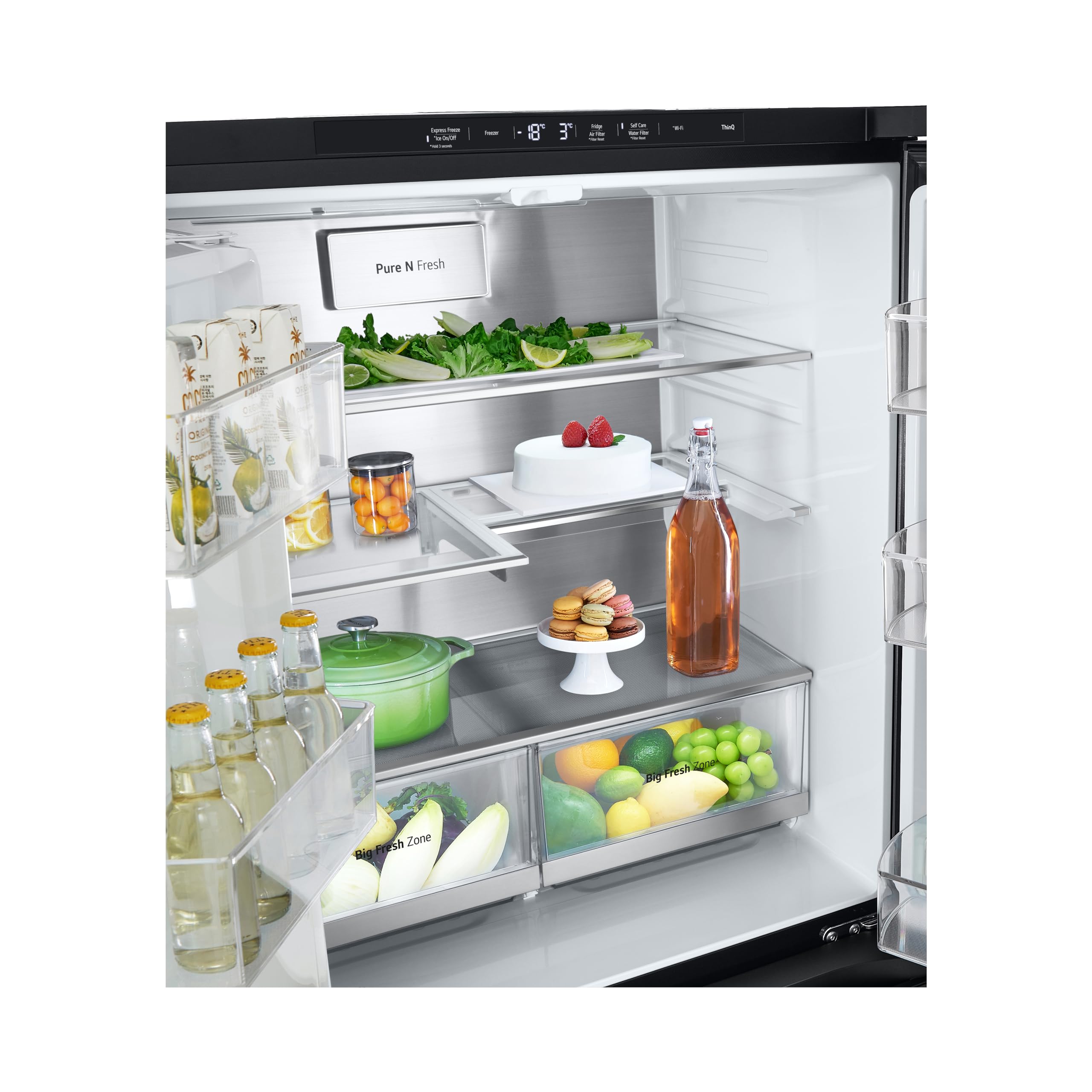 LG GMG860EPBE Frigorifero Slim Multidoor InstaView, Classe E, 638L, Wi-Fi, Door e Linear Cooling, Frigo con Dispenser Acqua UVnano senza allaccio, Metal Fresh, Frigorifero Nero Opaco
