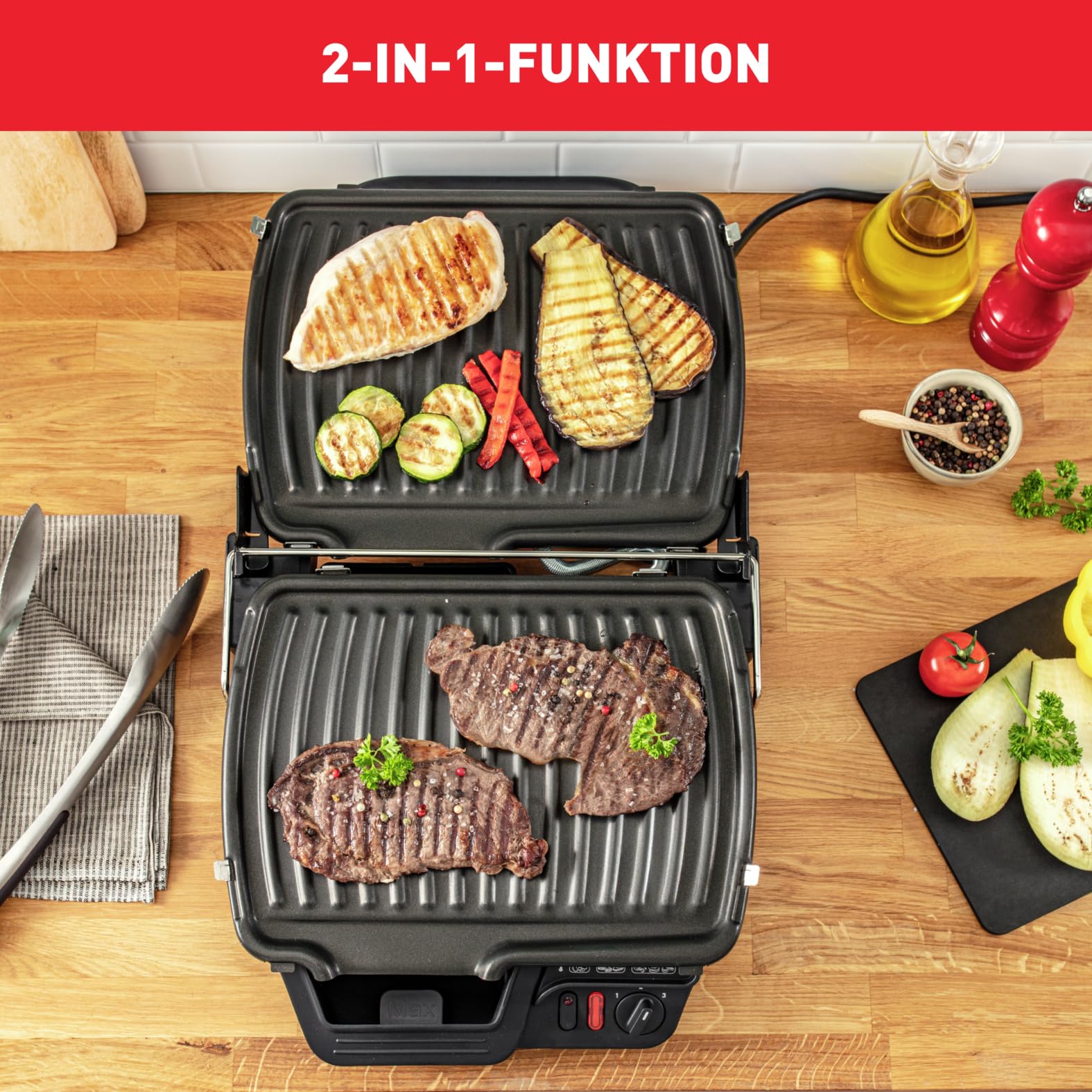 Tefal Kontaktgrill 2-in-1 Sandwichmaker 2000W 32x32x14 cm GC3050