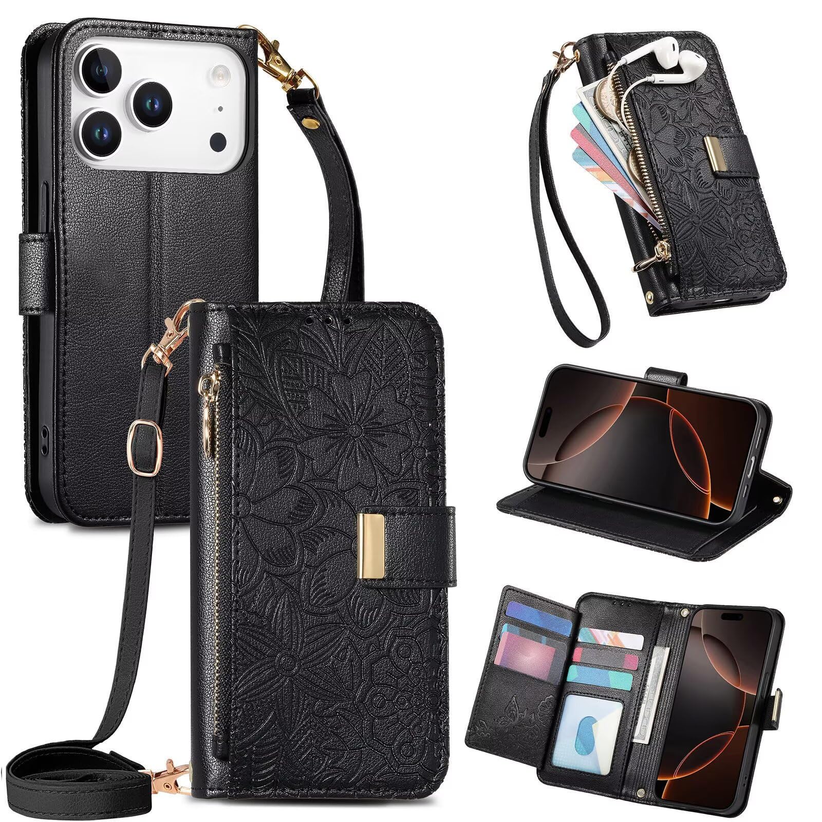 FERLAN Cover per Xiaomi Poco M7 4G, Fiori Custodia a Libro Portafoglio Antiurto in Pelle PU Flip Case Interna Silicone con Porta Carte, Supporto, Chiusura Magnetica e Cinturino, Viola