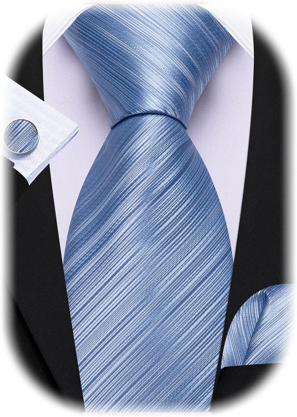 Tie Sets for Men Silk Stripe Necktie Woven Checkered Handkerchief Cufflinks Formal Business Wedding