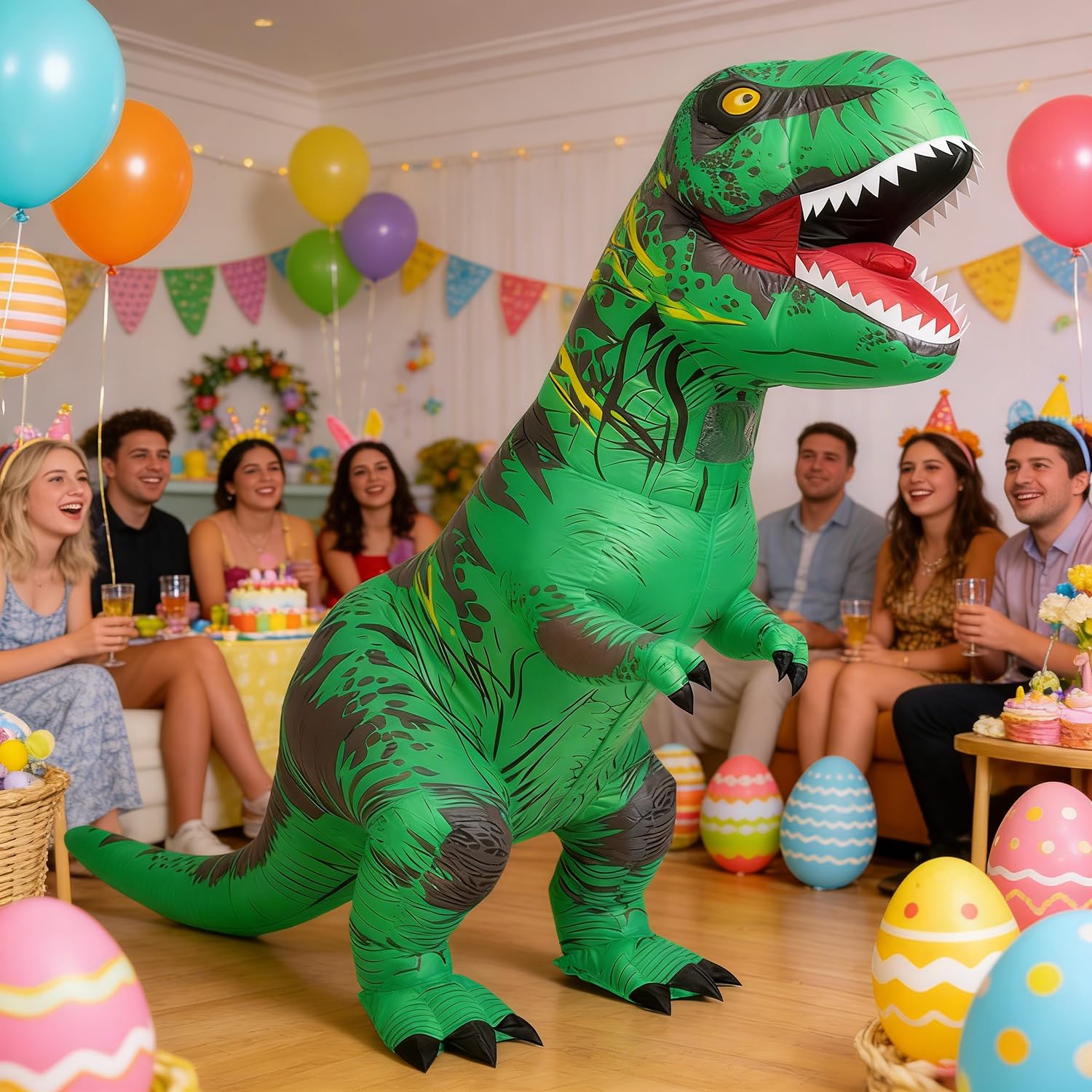 JASHKE Nadmuchiwany kostium dinozaura dla dorosłych, nadmuchiwany kostium dinozaura, kostium na Halloween, fantazyjny strój dla dorosłych