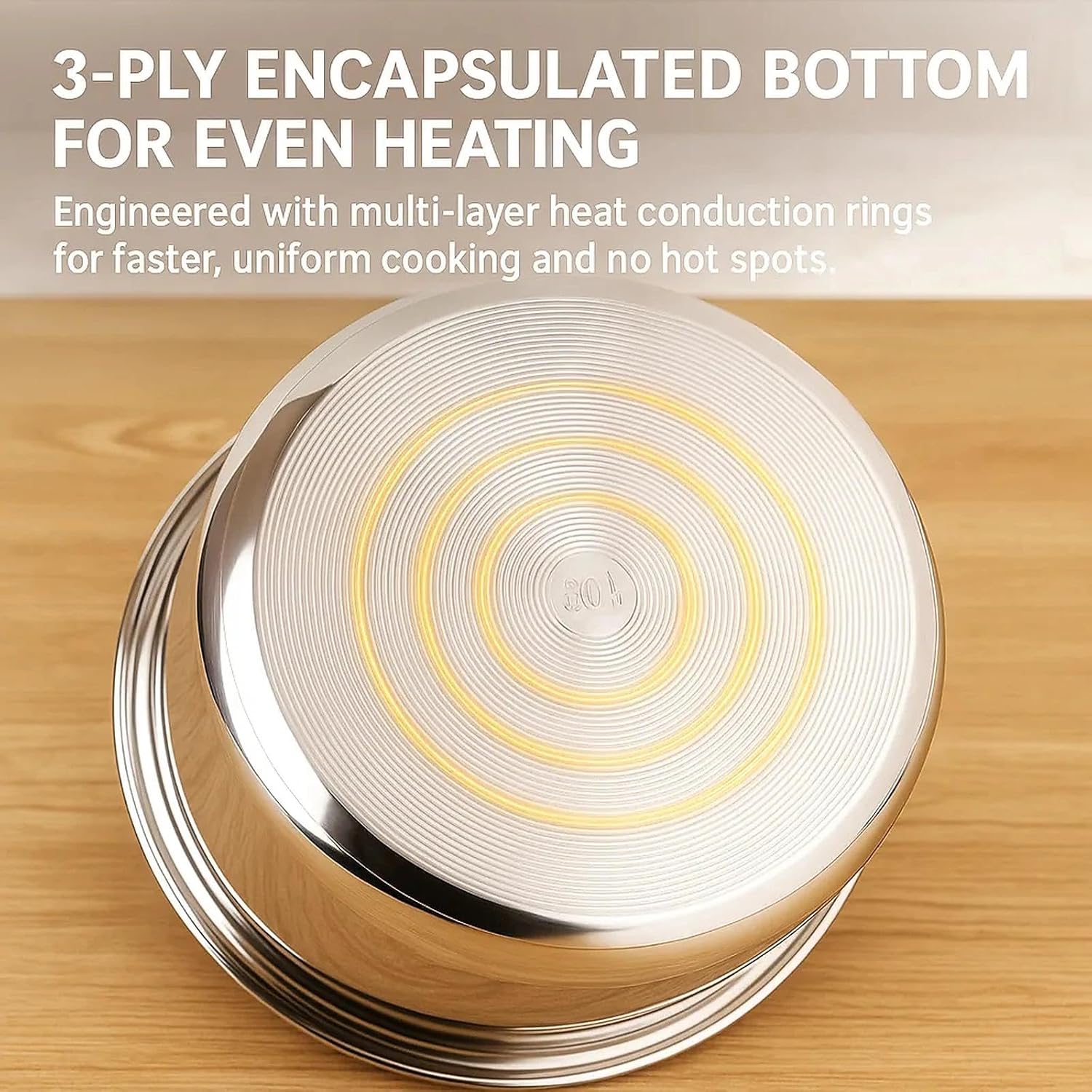 Stainless Steel Inner Pot 6 Quart Compatible with Instant Pot, 3-Ply Bottom Replacement Pot for 6 Qt Models, Food Grade 304 (18/8), Dishwasher Safe Replacement Parts, No Coating