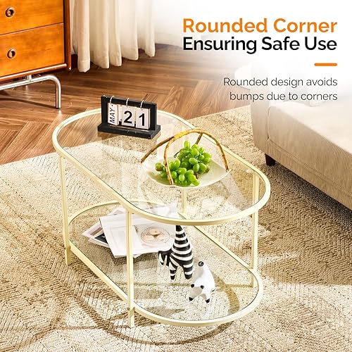 Miniatura 177 de VINGLI Mesa de centro de cristal, mesa de centro redonda de 30 pulgadas, mesas de centro negras para sala de estar, mesa auxiliar de vidrio Negro