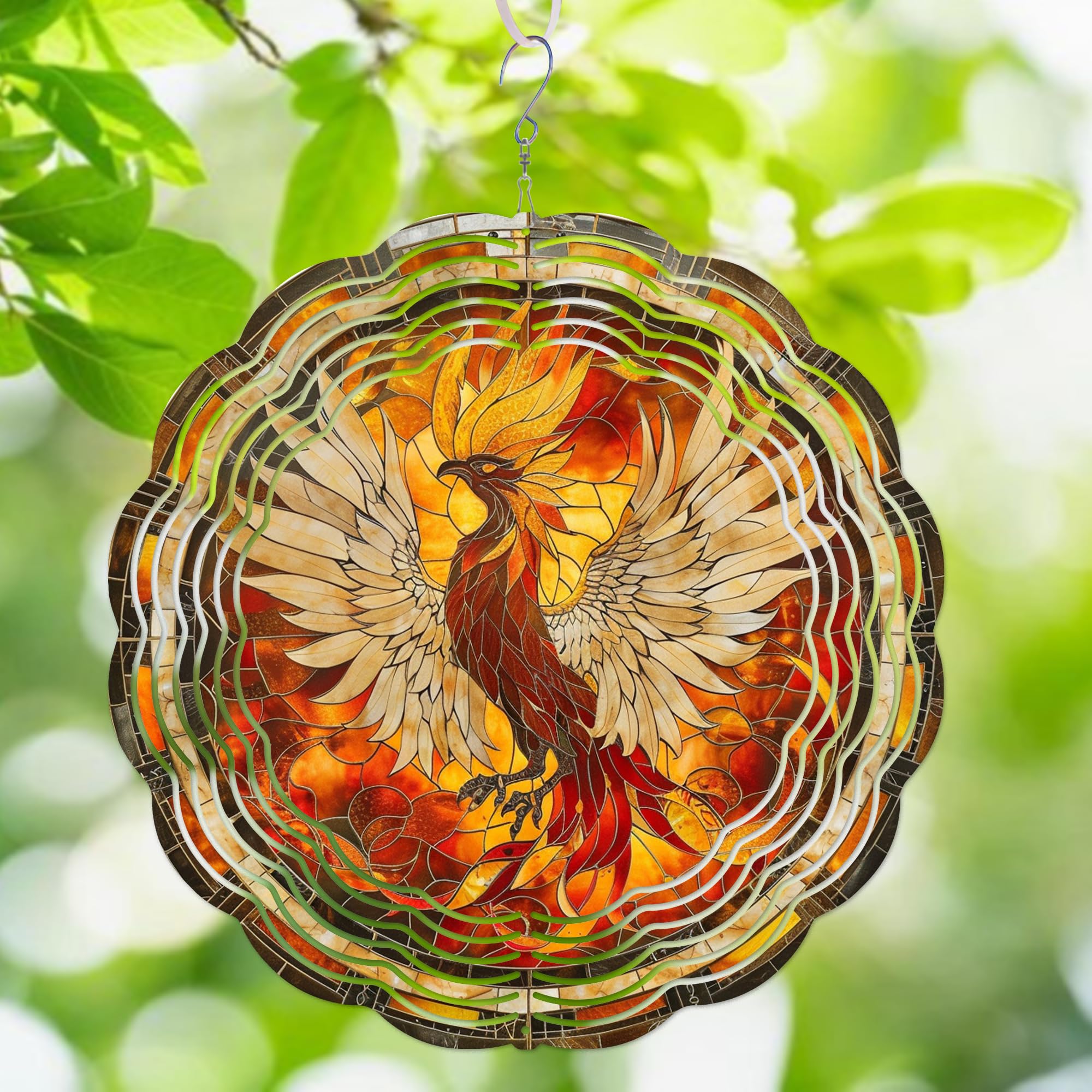 HYPESTYLE Phoenix Metal Wind Spinners Hanging Gifts for Women Mom Grandma,12inch Wind Spinner for Home Party Ornament Spring Outdoor & Indoor Decorations