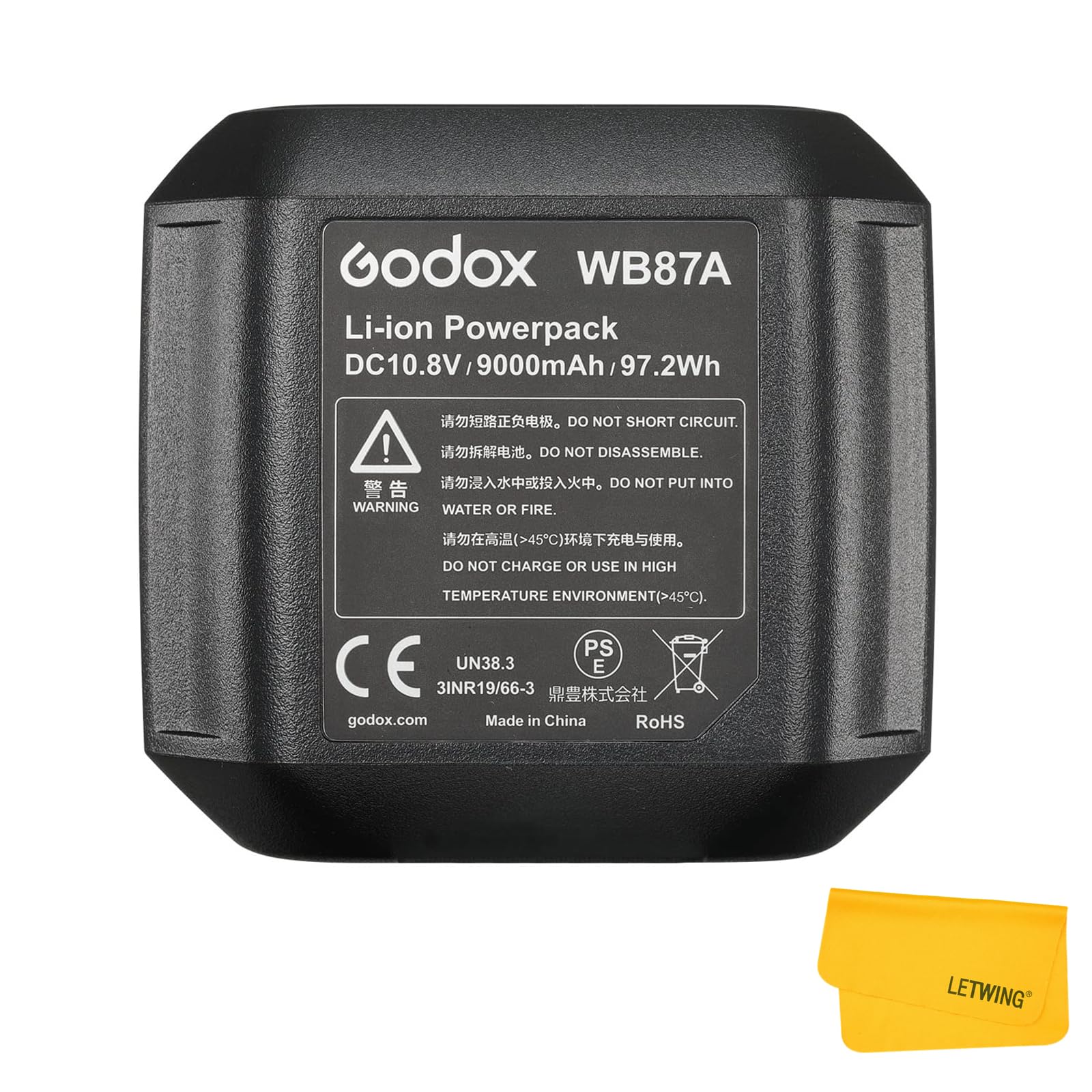 GODOX WB87A Lithium Battery Pack AD600BM AD600B AD600 AD600M Strobe Flash, Rechargeable Li-ion Battery Replacement DC 10.8V/9000mAh(WB87A is Update Version of WB87)