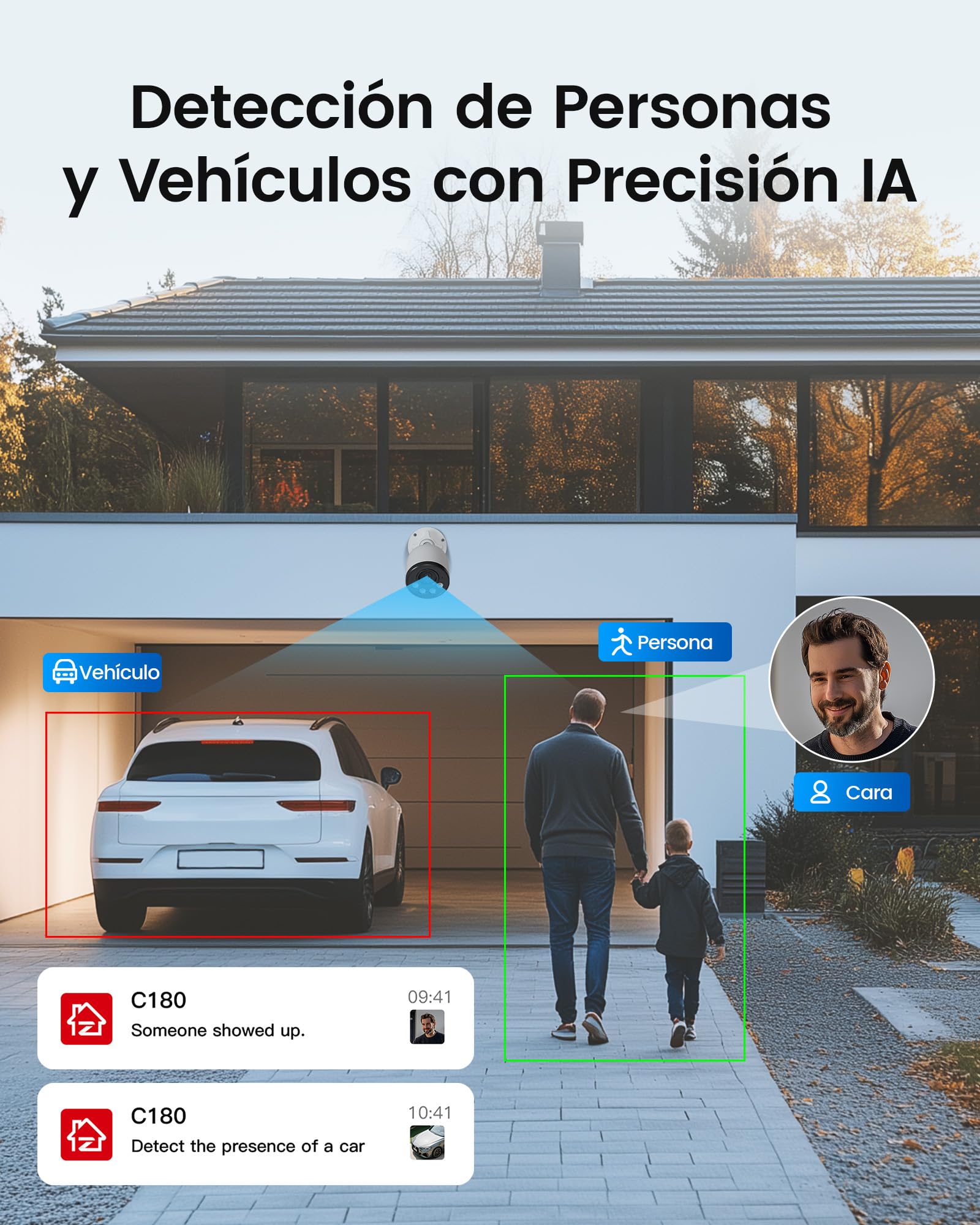 ZOSI 4K Kit Cámara de Vigilancia PoE Exterior, 8CH Grabador NVR y 2TB HDD con CCTV Cámara Seguridad, Detección y Alarma de Persona, Visión Nocturna y Grabación 24/7