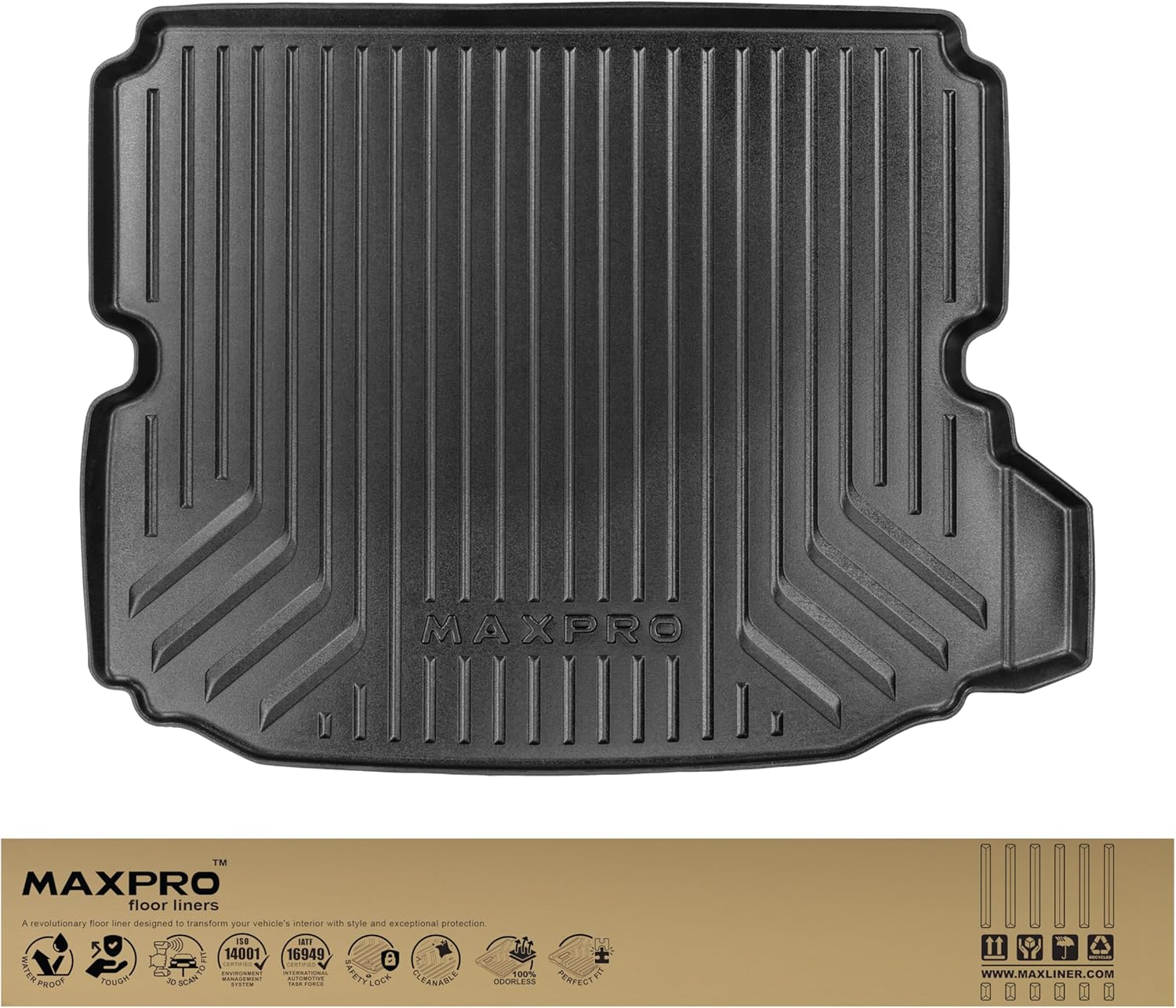 Premium MAXPRO Cargo Mat for 2018-2026 BMW X3 All Weather Waterproof TPE Cargo Liner Custom Fit Trunk Mat Automotive Floor Mats BMW X3 Accessories Cargo Mat Car Mats Heavy Duty SUV Interior Protection