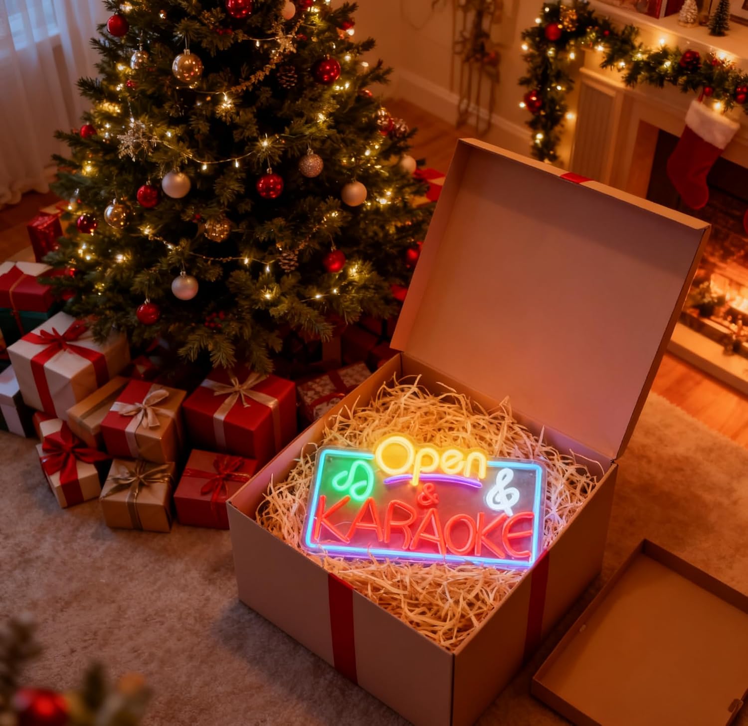 Karaoke Open Neon Sign, Musical Notes Accent USB Powered Decorative Light Sign for Bar Music Party Room Home Living Room Wall Table Karaoke Theme Neon Decor 16.1 x 9.3 In - Image 8