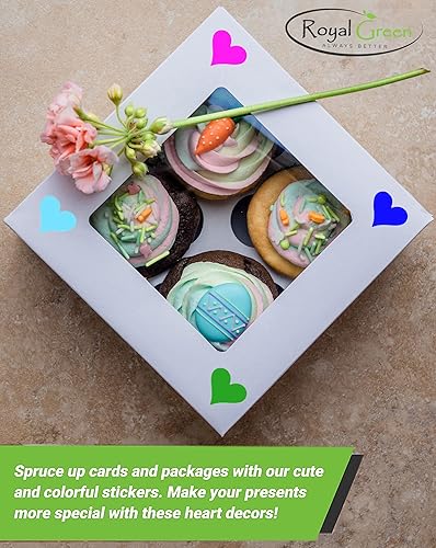 Miniatura 2 de Royal Green Calcomanías en forma de corazón de 0.748 in perfectas para decorar sellos de sobre, bolsas de recuerdo de fiesta, sellos de bolsas de