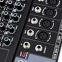 Vista 47 de Mini mezcladores de DJ de 5 canales, mezclador de audio en vivo, tablero de sonido con USB, interfaz de audio con 48 V Phantom Power Sonidos