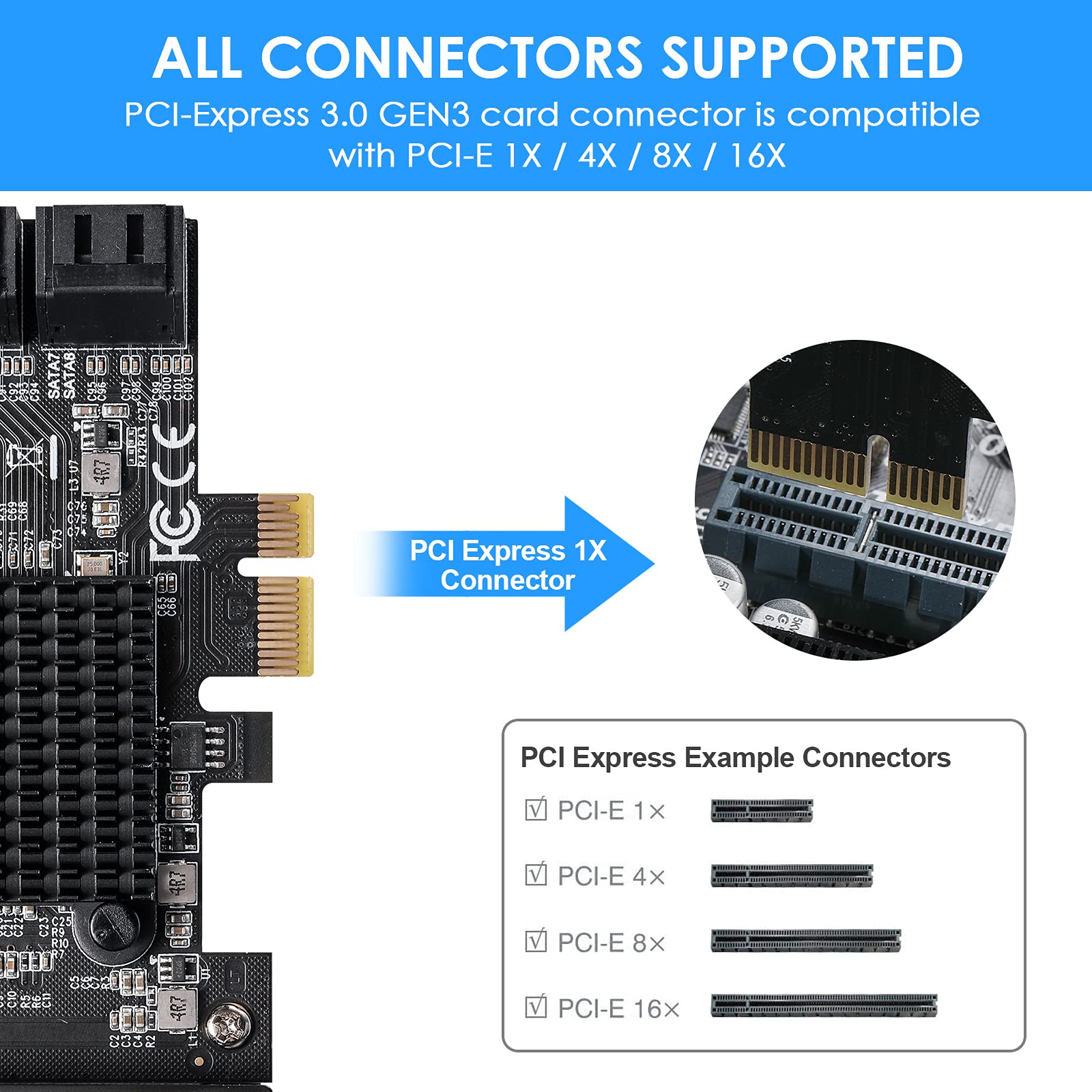 YABOANG PCIE SATA Karte 16 Ports, 6 Gbit/s SATA 3.0 PCIe-Karte,PCIe Zu SATA- Controller-Erweiterungskarte , Boot Als Systemfestplatte,für Alle PCIE -Steckplätze Geeignet Sind (JMB575+ASM1064