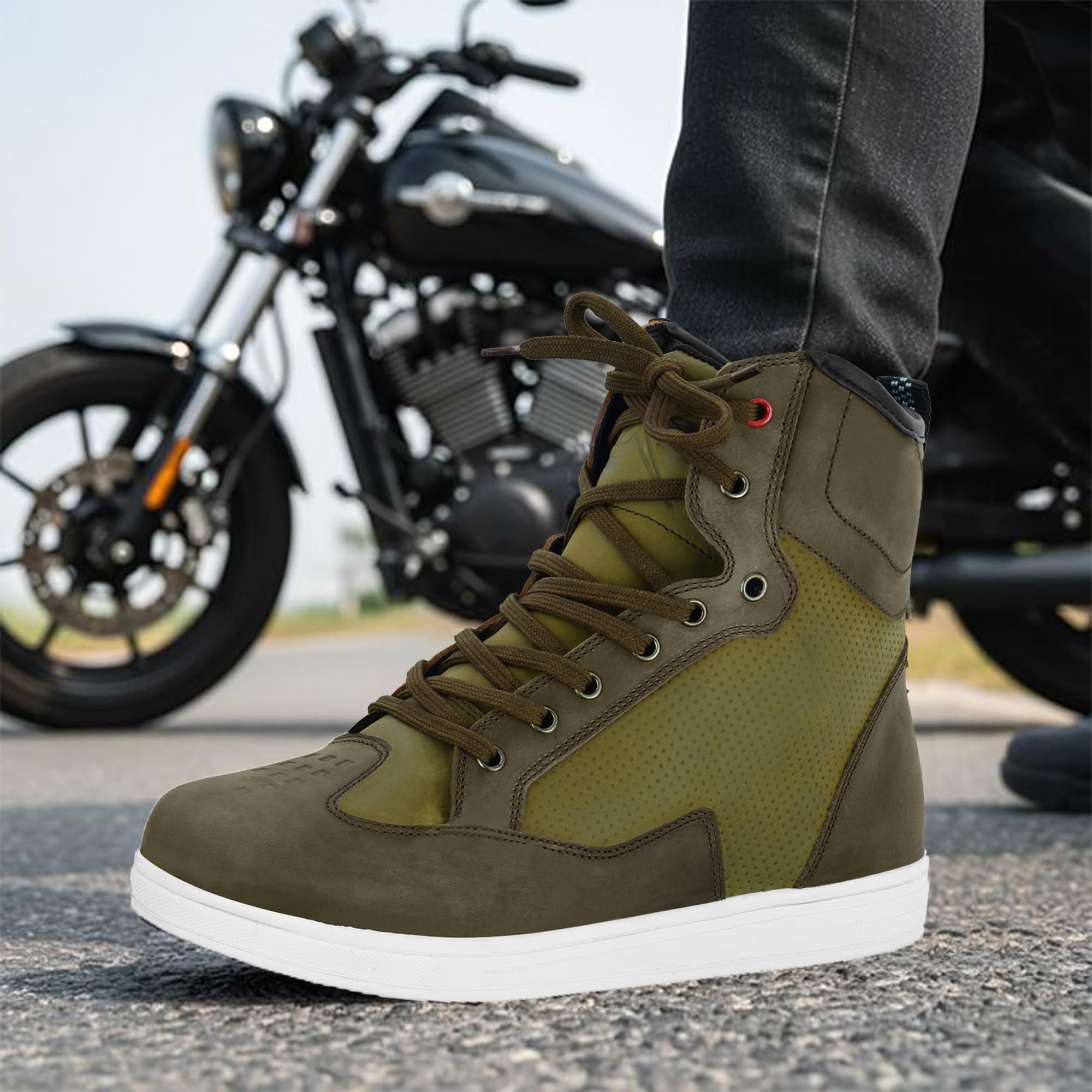 Motorradschuhe für Damen und Herren schützende Fahrschuhe mit verstärktem Knöchelbereich rutschfeste Sohle
