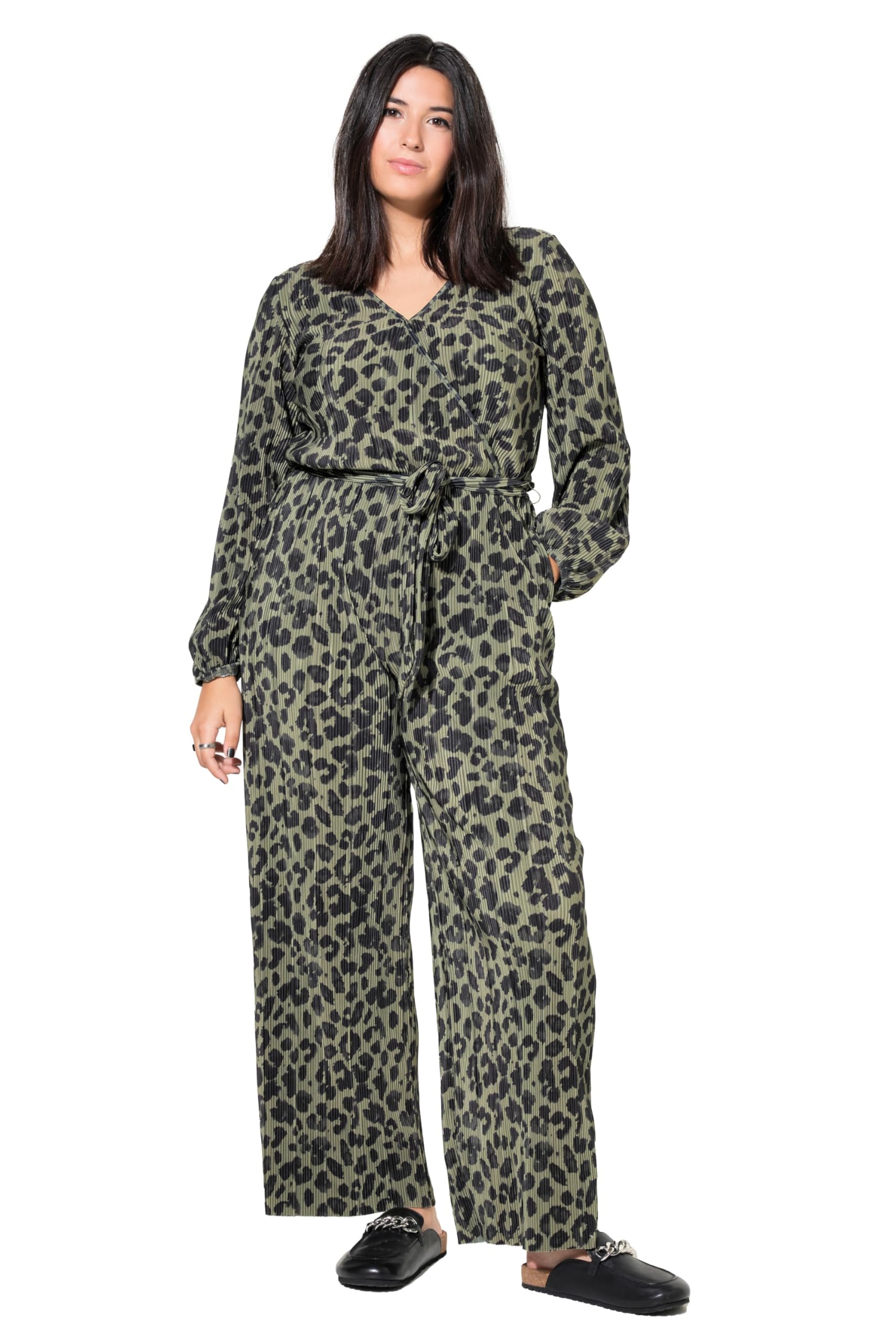 Studio Untold Damen große Größen Übergrößen Plus Size Jumpsuit, Plissee, Leo, weites Bein 834468