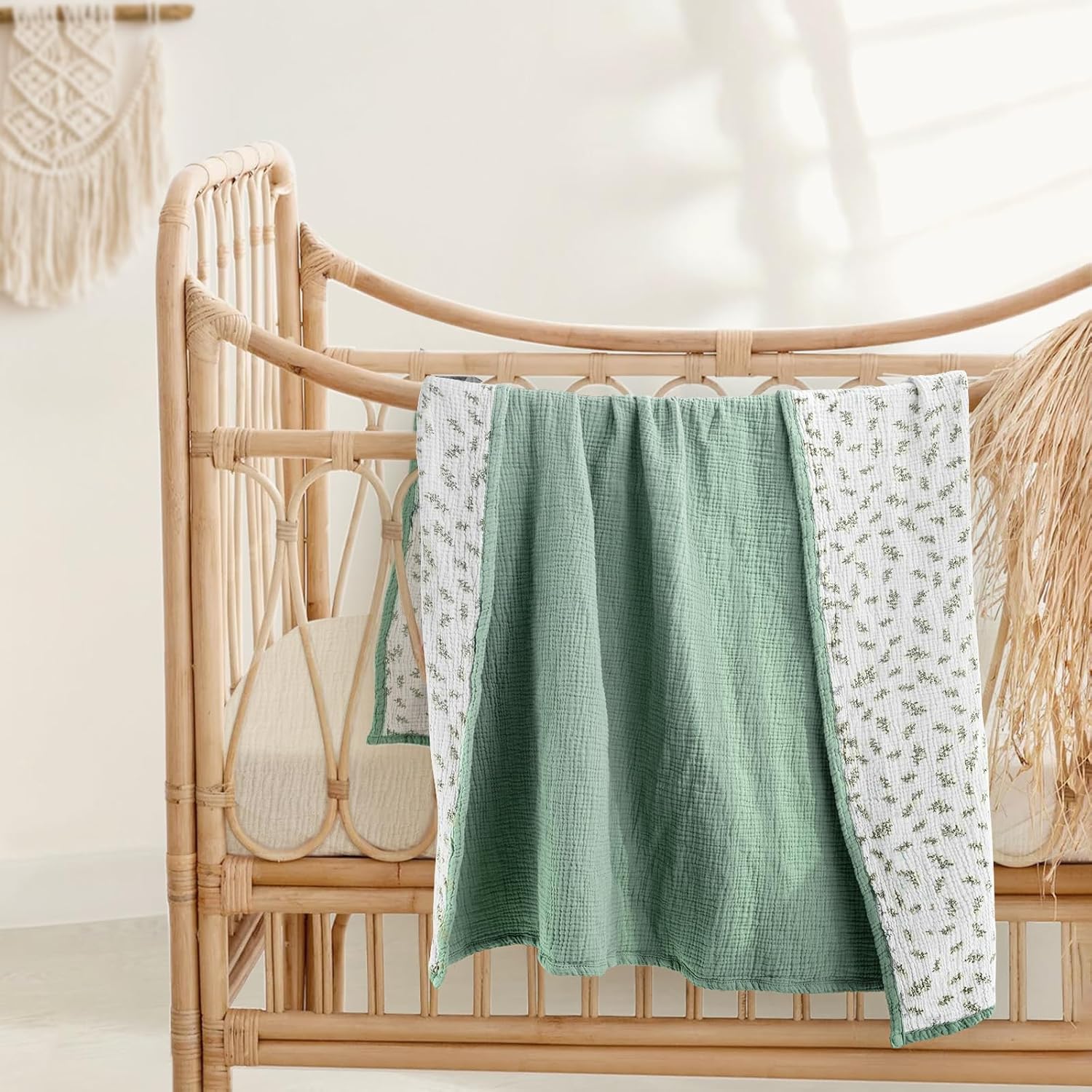 lulumoon Muslin Quilt Blanket, Crib Blanket for Baby and Toddler,47x47 Inches(Lotusleaf Tree) - Image 3