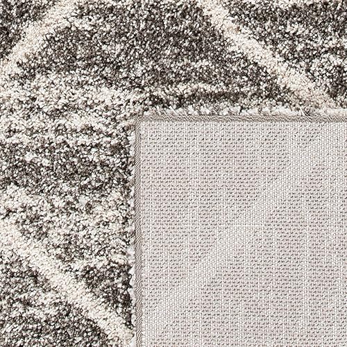 Miniatura 7 de SAFAVIEH Colección Hudson Shag -Alfombra de área, 9 x 12 pies, gris y marfil desgastado, diseño de enrejado, no desprende pelusa y de fácil cuidado,