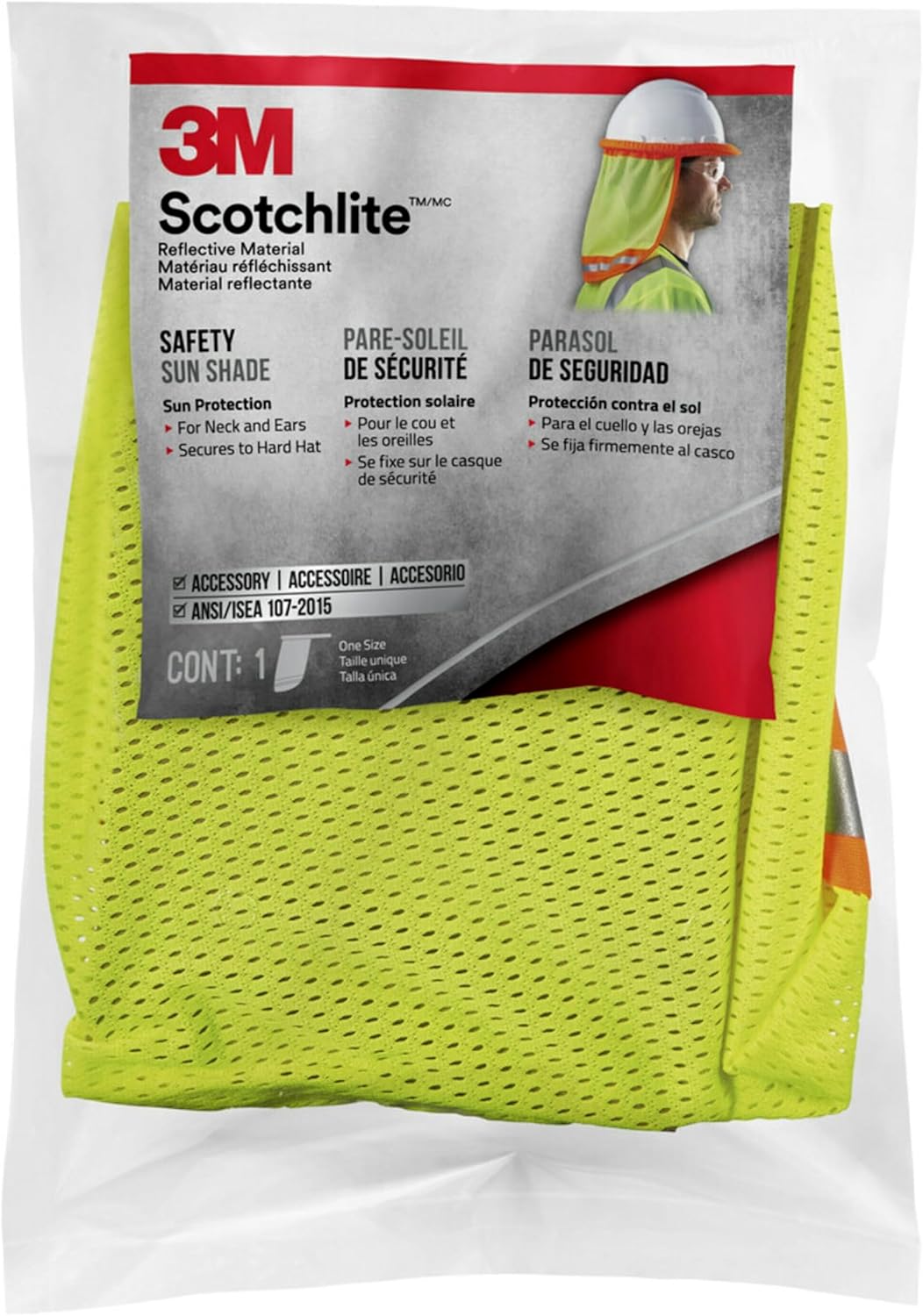 3M Reflective Clothing Hard Hat Sun Shade, , Hi-Viz Yellow & Orange, 8/case