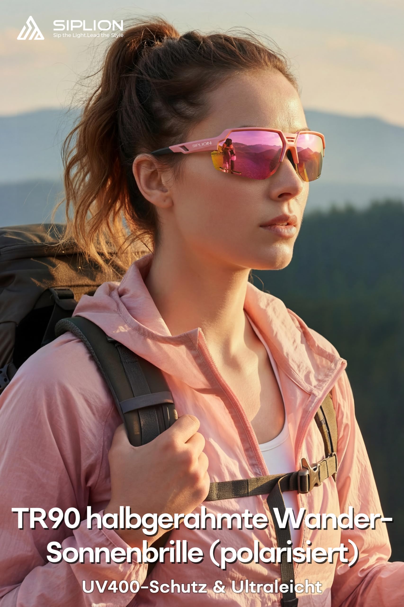 SIPLION Polarisiert Sonnenbrille Herren Sport: UV400 Schutz TR90 Rahmen Rutschfest Umschließend für Fahren Golf Angeln Laufen