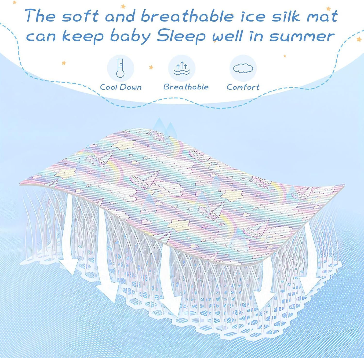 Cooling Baby Mattress pad 28" x 52" Washable Sailboat Island Cartoon Mattress pad for Baby&Toddler