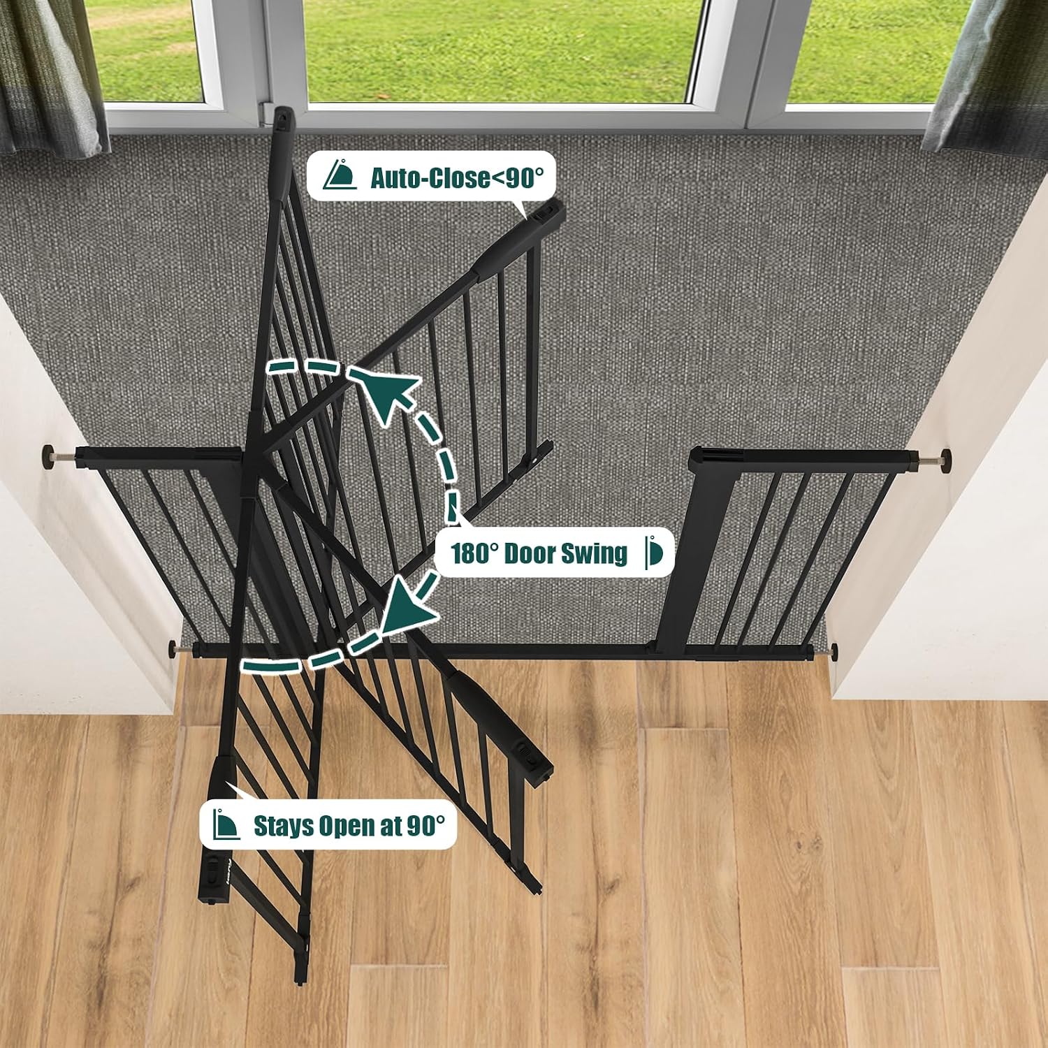 keny 30"-46" Extra Wide Baby Gate for Stairs & keny 29"-42.5" Auto Close Baby Gate for Stairs