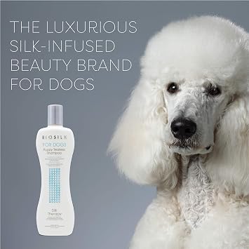 BioSilk for Dogs Puppy Tearless Shampoo, Gentle Dog Wash with Silk Proteins, Paraben and Sulfate Free Formula Helps Clean and Condition Coats for Puppies and Dogs, 12 Fl Oz