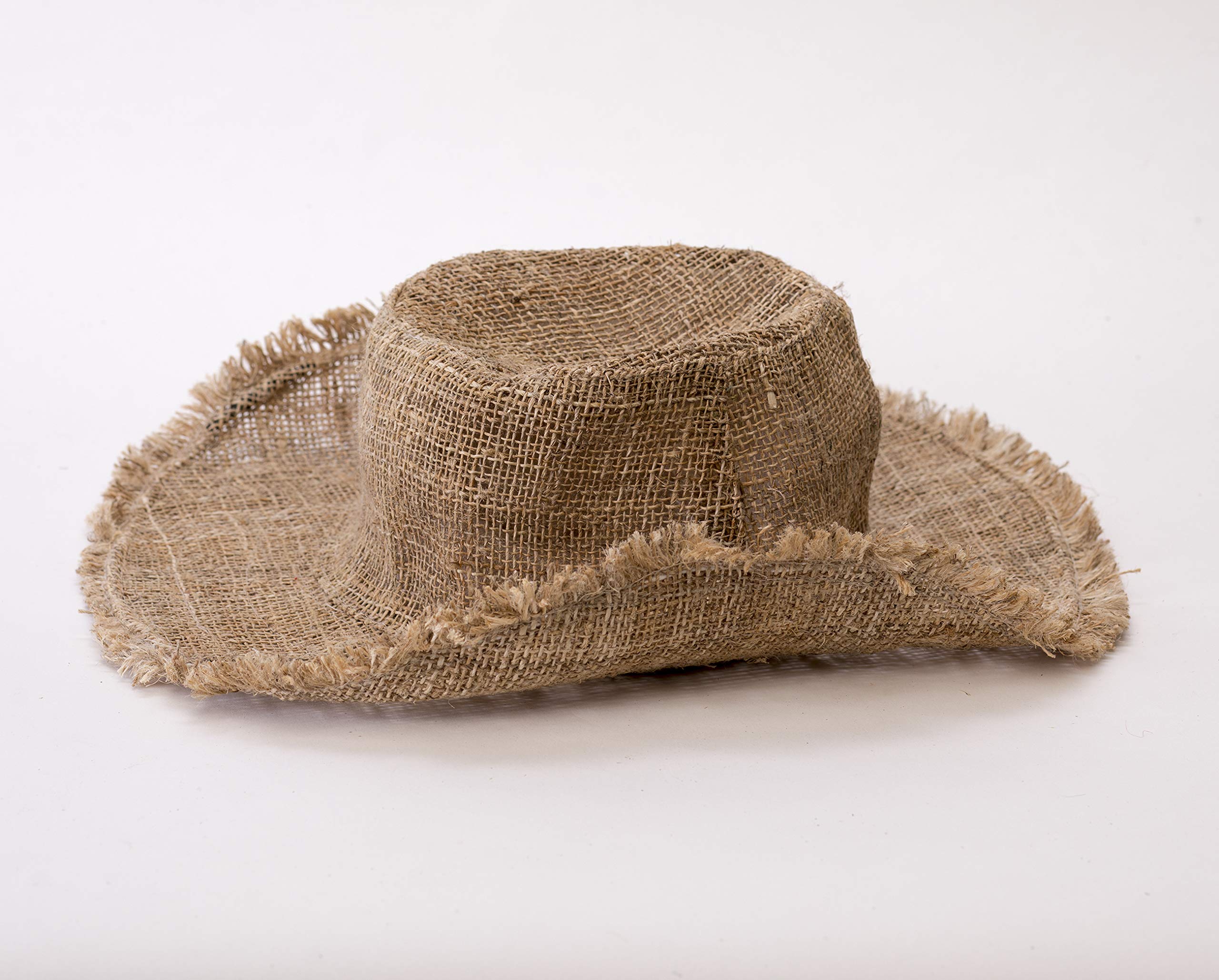 Hemp Sun Hat Wired Wide Brim Farmers hat with Frayed Edges, Raw Hemp Natural Straw Summer Hippie hat